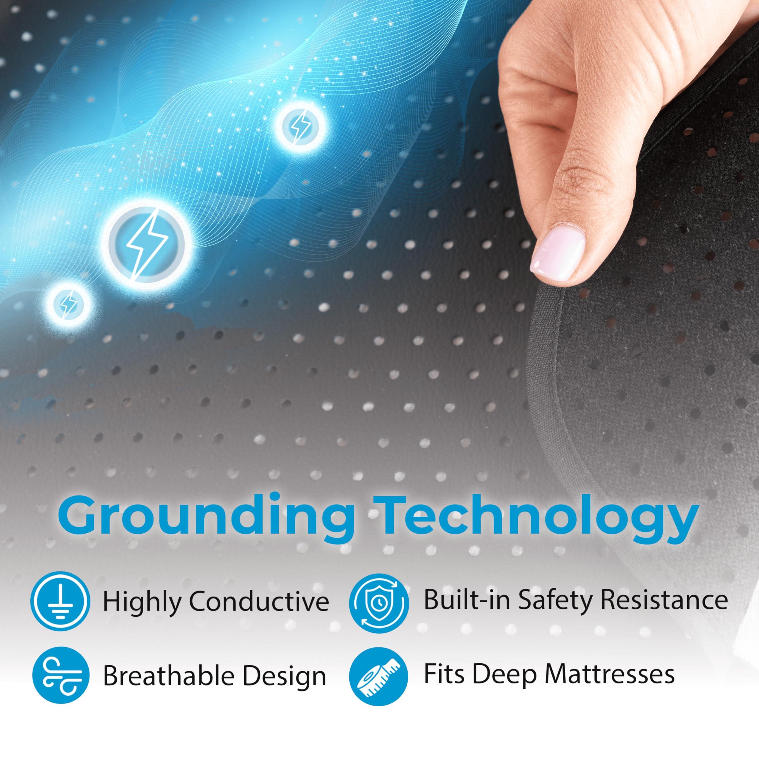 EARTH AND MOON Earth Grounding Mat for Sleeping (54x74in), Full Body Grounding Mattress Cover for Stress and Inflammation, Fits Queen Size Bed, Includes 15 Feet Cord and Outlet Tester