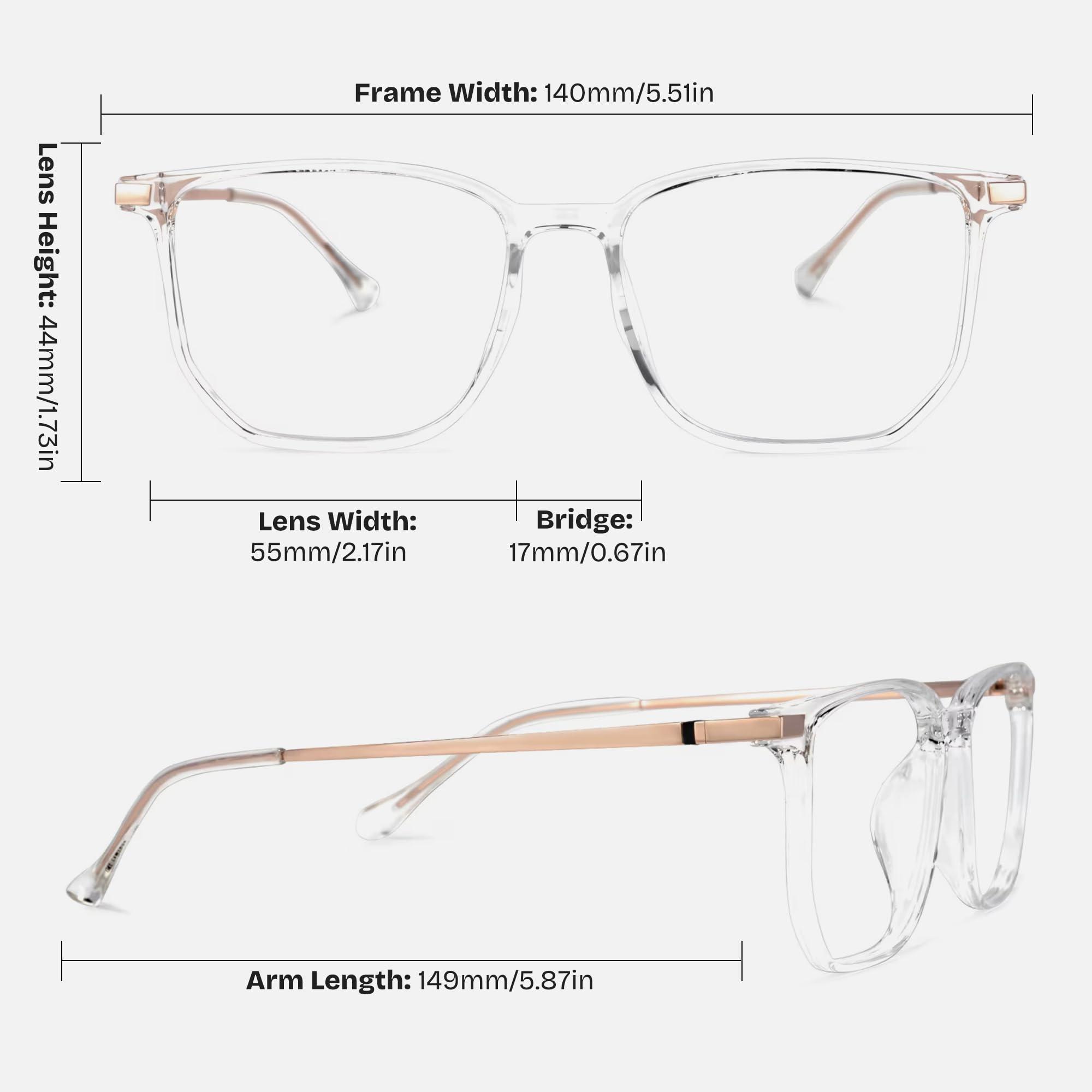 Zeelool Zeelool Readers Retro Rectangle Reading Glasses for Women Men with Standard Anti-Reflective Coating Fezell ZTT123484-02(Crystal, 2.50)