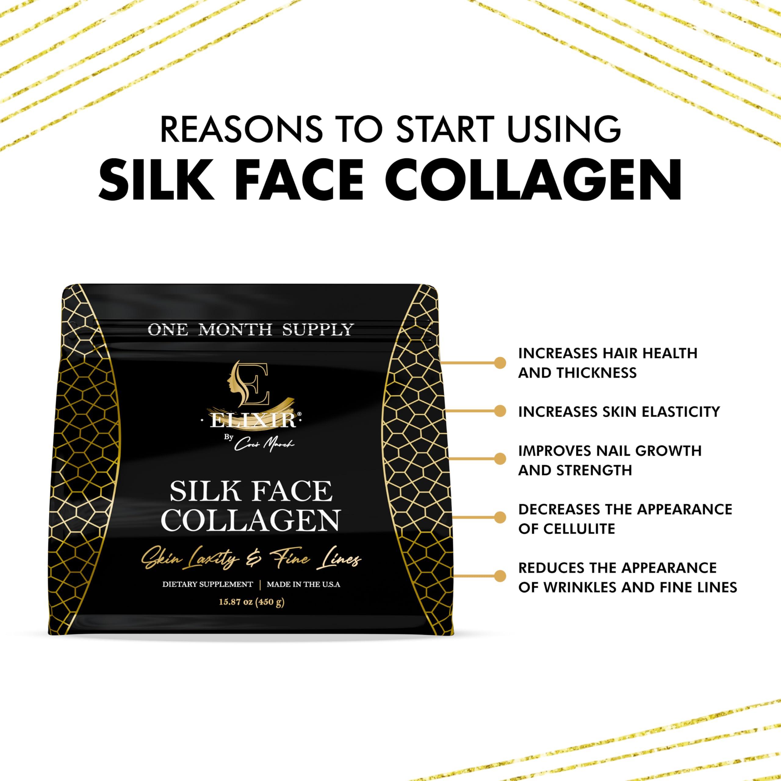 Elixir by Coc March Elixir Silk Face & Silk Collagen Bundle by Coco March for Fine Line Reduction, Luxurious Illumination, & Silky Radiance for Skin, Hair, Nails, and Joints