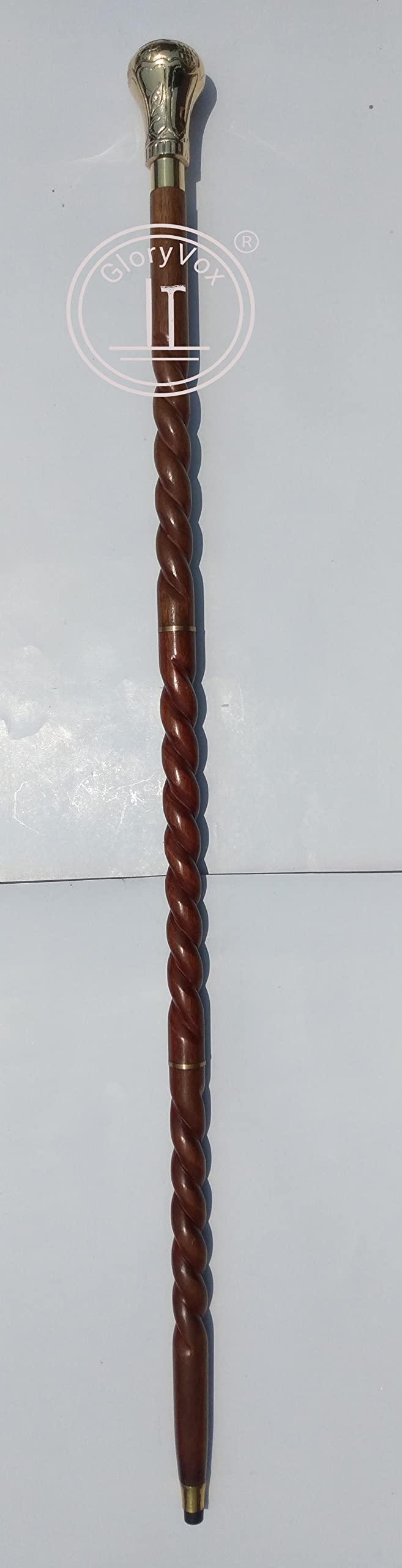 GloryVox GloryVox Royal Canes Replica of Bat Masterson Brass Knob Handle Walking Cane, Golden