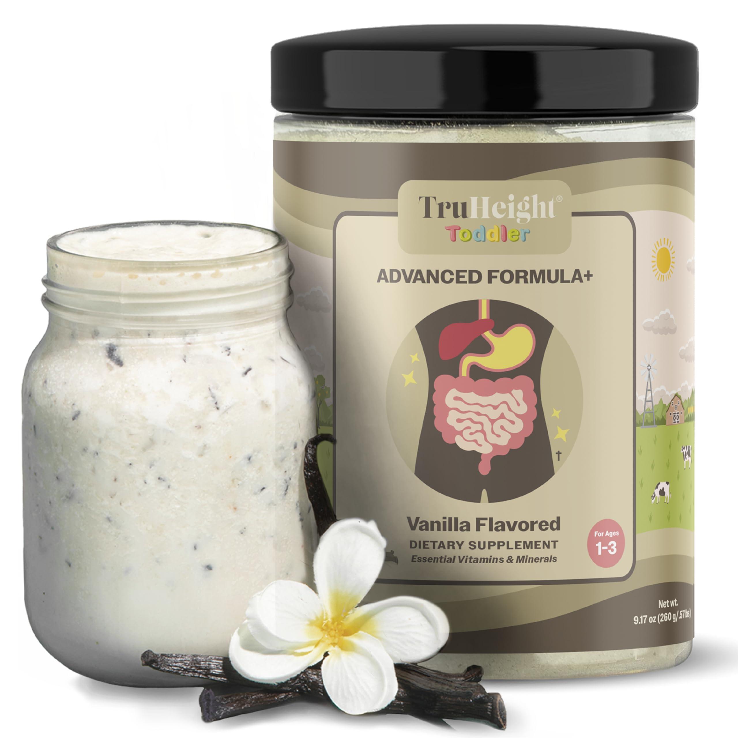 TruHeight TruHeight Toddler Advanced Formula+ (Vanilla) 16 Vitamins Including C, D, Protein & Iron for 1, 2, 3 Years Old, Milk Based Nutritional Drink, Toddler Complete Nutrition 12-36 Months - Non GMO