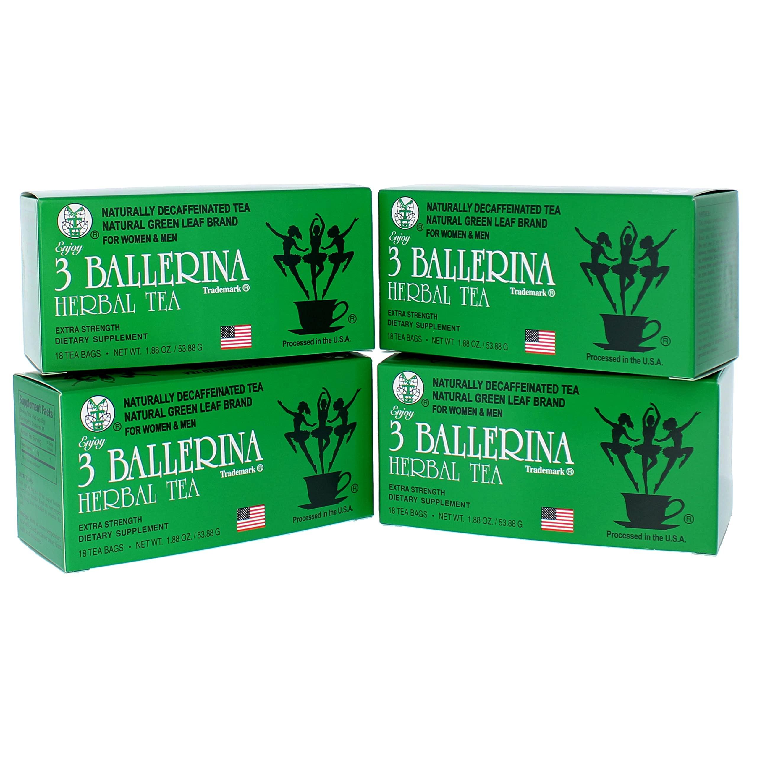 3 Ballerina 3 Ballerina Herbal Tea Extra Strength 18 Count (Pack of 4)