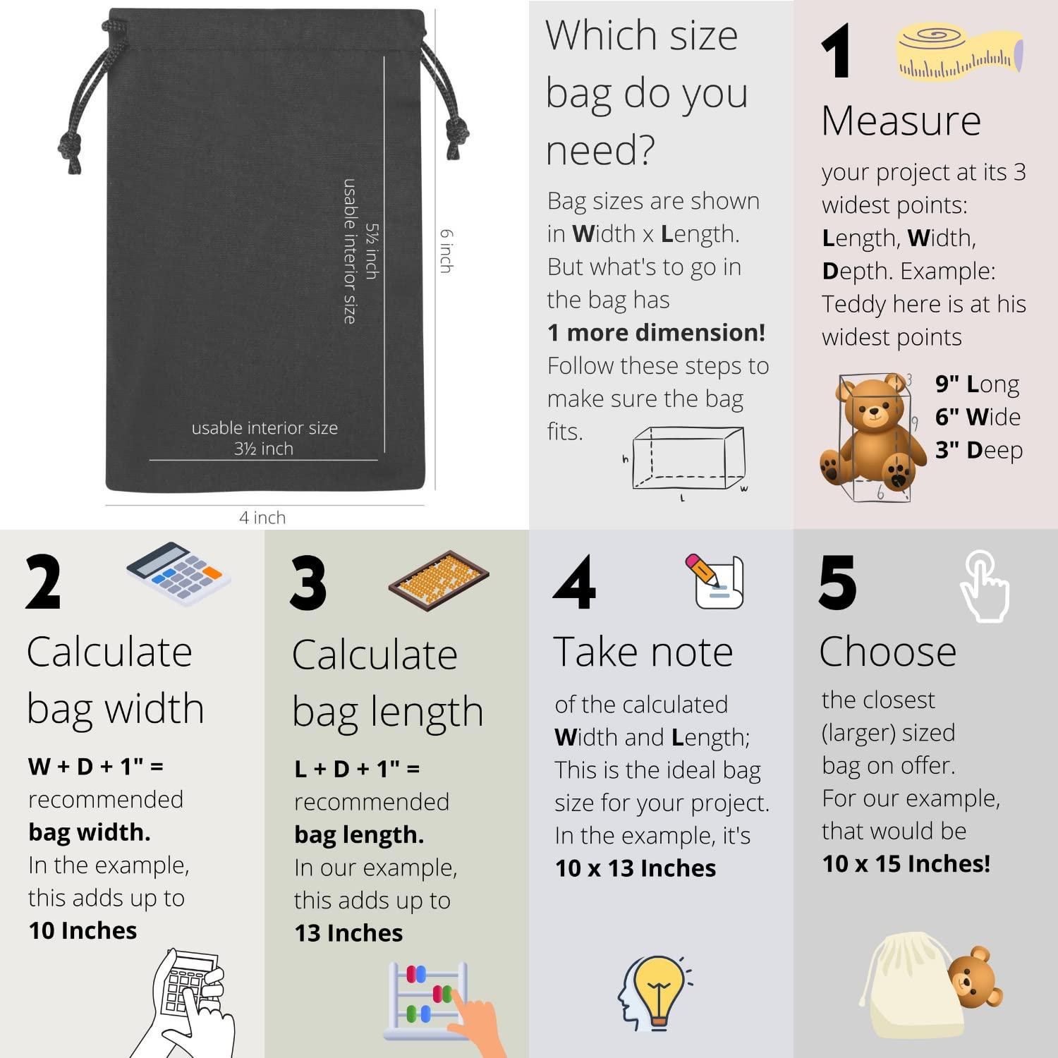 DR Drawstring Bags 12-Pack For Storage Pantry Gifts (4 x 6 inch - 12 pack)