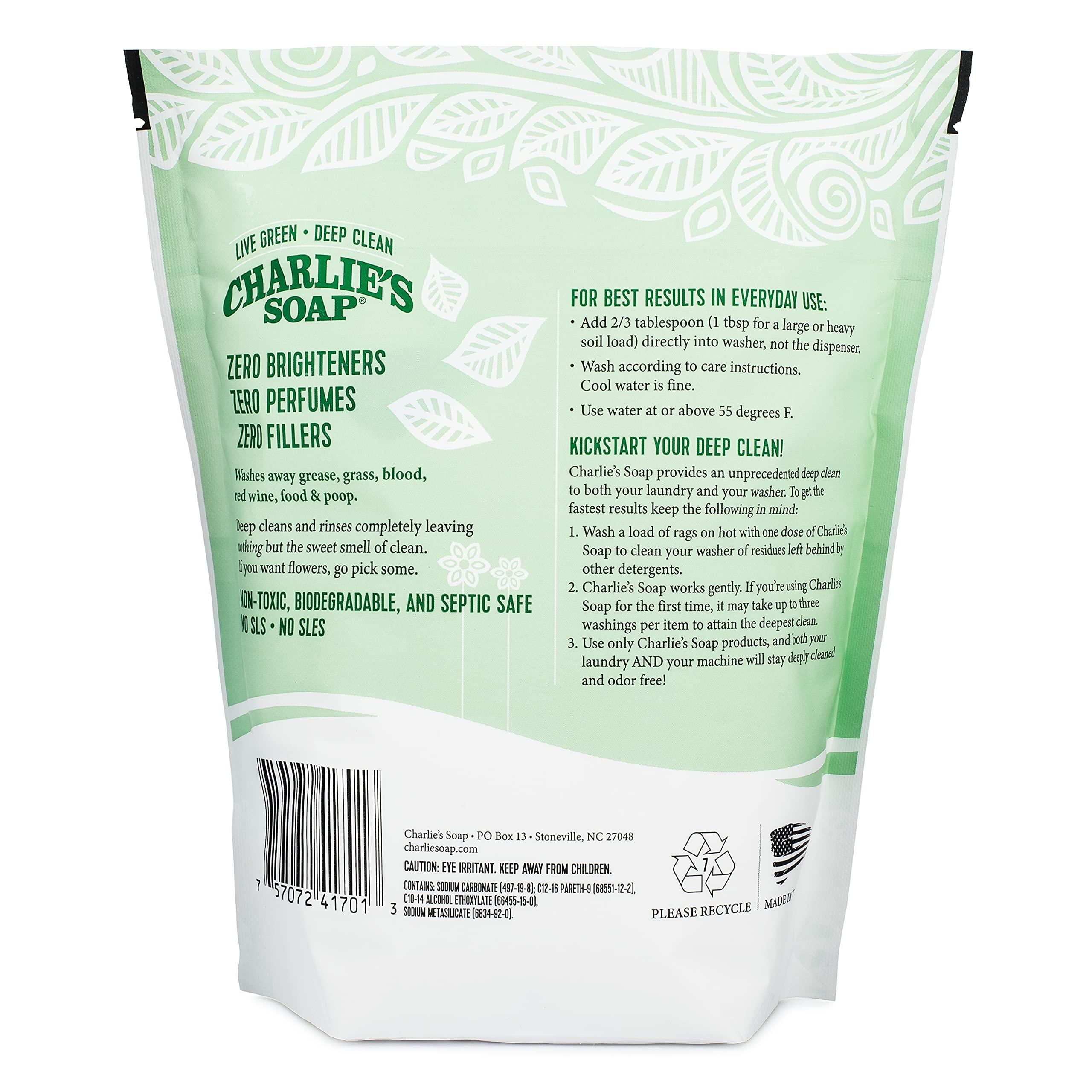 Charlie's Soap Charlie’s Soap Laundry Powder (100 Loads, 3 Pack) Hypoallergenic Deep Cleaning Washing Powder Detergent – Eco-Friendly, Safe, and Effective