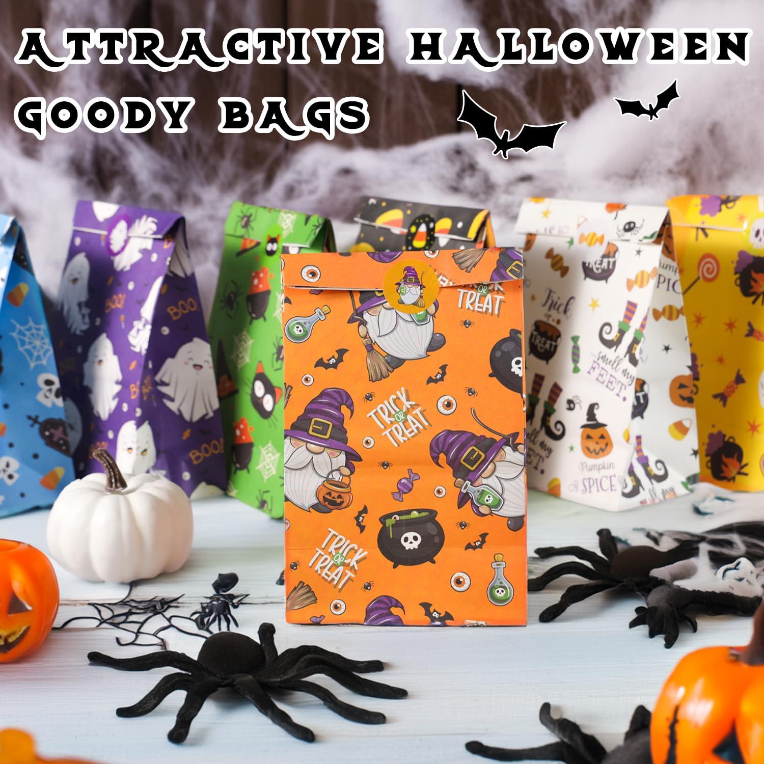 Elunpoe Elunpoe 32pcs Halloween Treat Bags Goodie Bags, Candy Bags for Trick or Treat, Perfect Halloween Party Favor Paper Bags for Snacks, Gift Bags, and Party Supplies