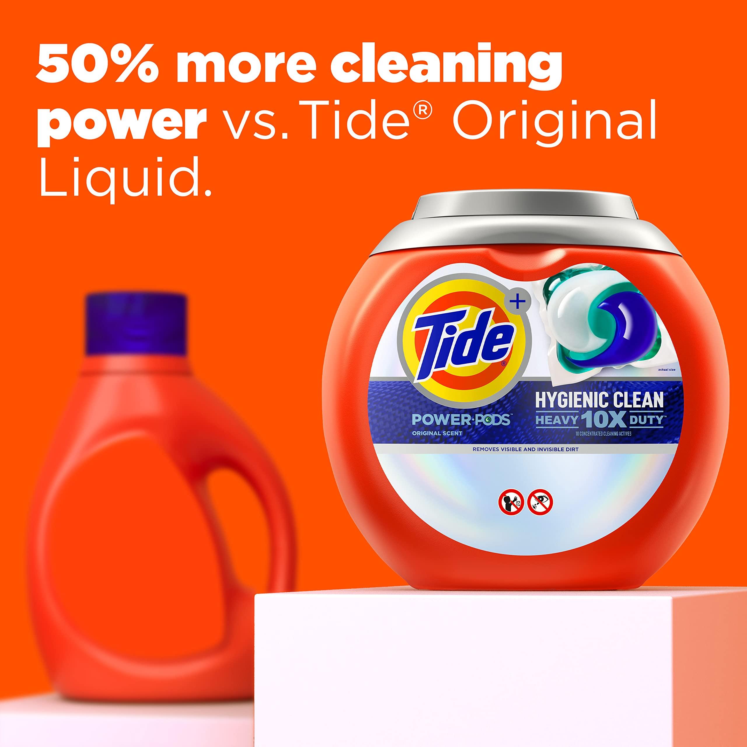 Tide Tide Power PODs Hygienic Clean Heavy Duty Liquid Laundry Detergent Pacs, Free and Clear of Dyes and Perfumes, For Visible and Invisible Dirt, 45 Count, HE Compatible