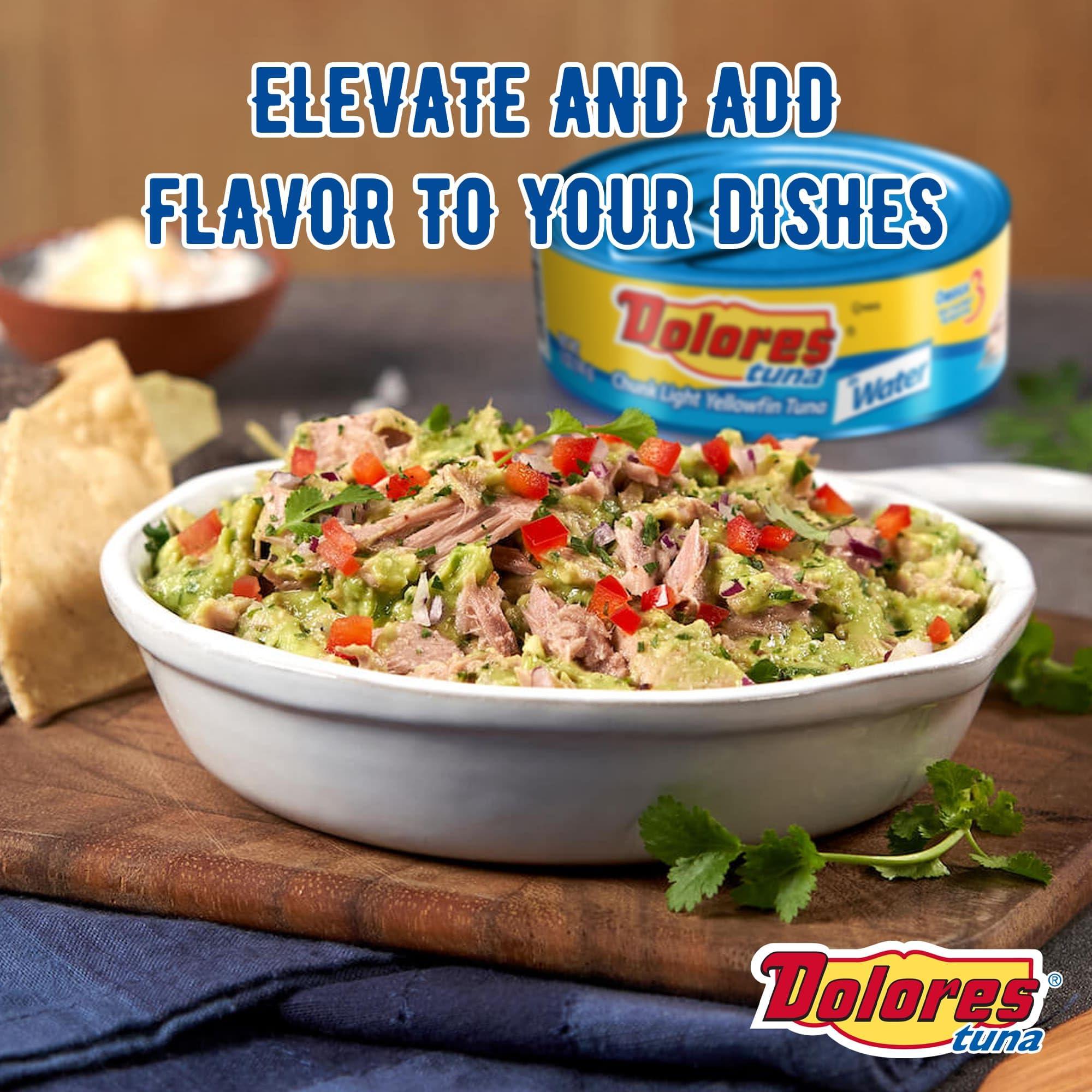 Dolores Dolores Tuna Chunk Light Yellowfin Tuna in Water, 5oz Canned Tuna, 24 Pack