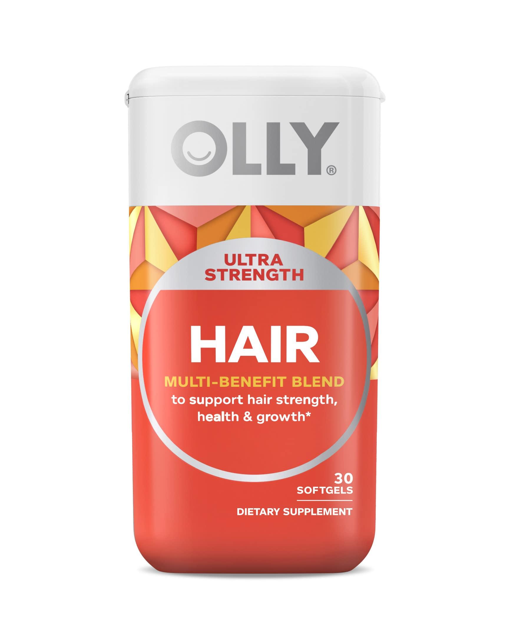 OLLY OLLY Ultra Strength Prenatal Multivitamin Softgels, Supports Healthy Growth, Brain Development & Ultra Strength Hair Softgels, Supports Hair Health, Biotin, Keratin, Vitamin D, B12