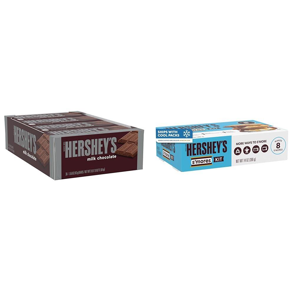 HERSHEY\'S HERSHEY\'S Milk Chocolate Standard Bar, 1.55 oz., 36 ct. & HERSHEY\'S S\'mores Kit Box, 14 oz