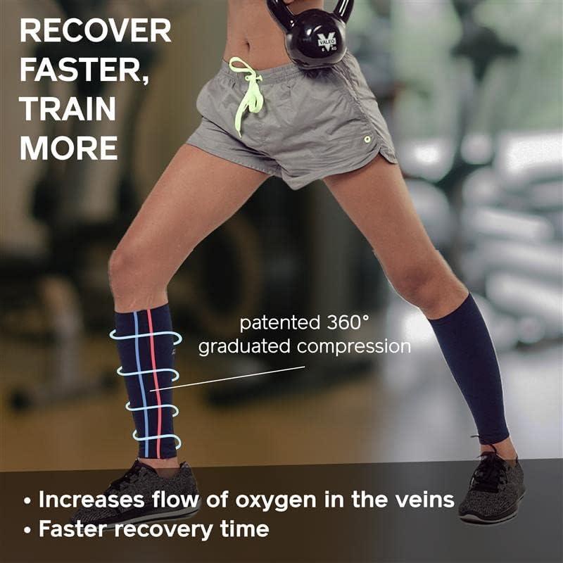 Artefit Calf Compression Sleeves for Men & Woman - Footless Socks Support Running & Sports - Leg Sleeve Brace for Shin & Calves - Indigo M