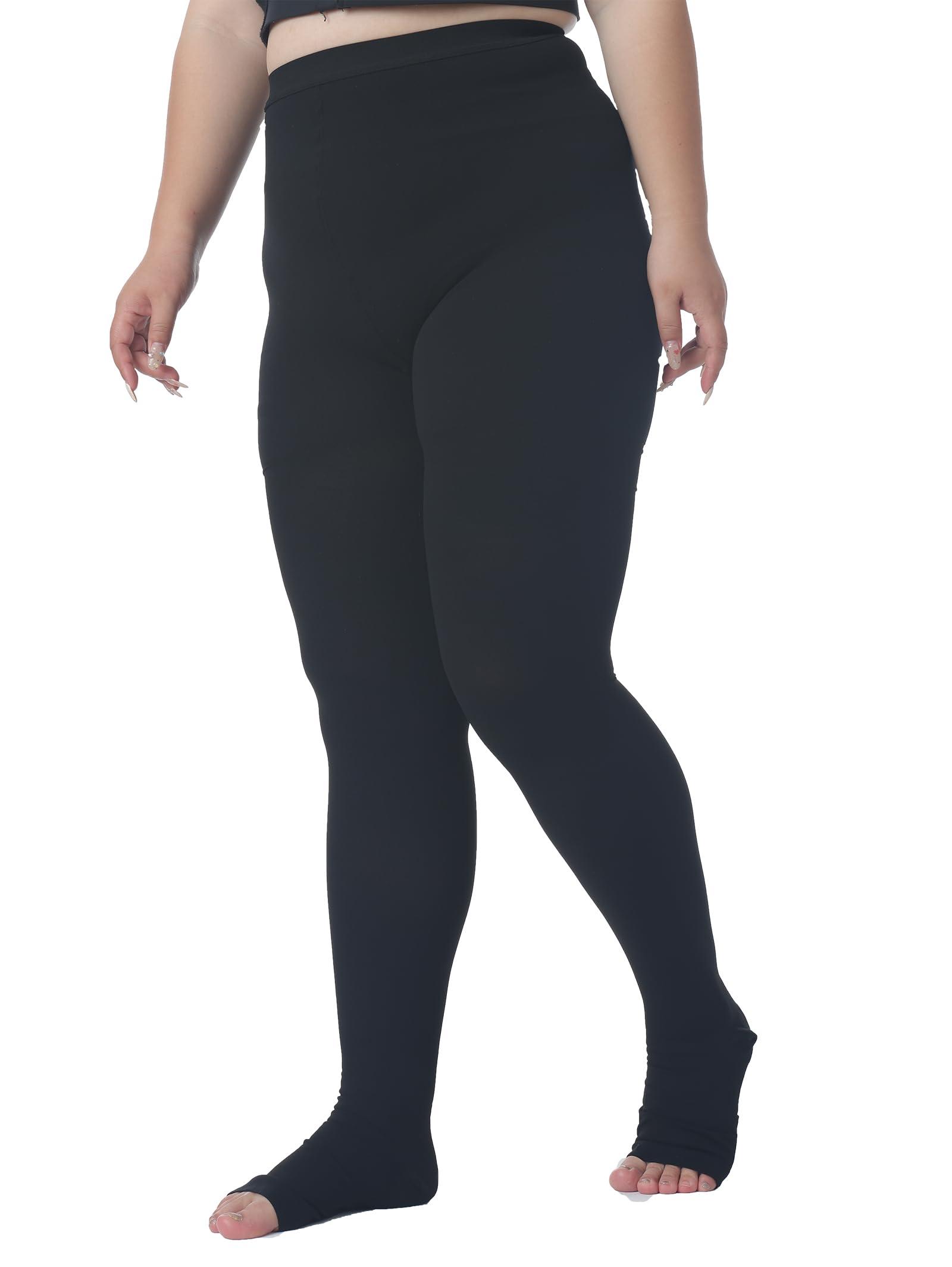 AMZAM Plus Size 5XL Compression Pantyhose for Women Men, 15-20 mmHg Graduated Compression Tights, Opaque Toeless Compression Stockings Waist High Support Tights for Swelling, DVT,Pregnant, Teacher, Doctor