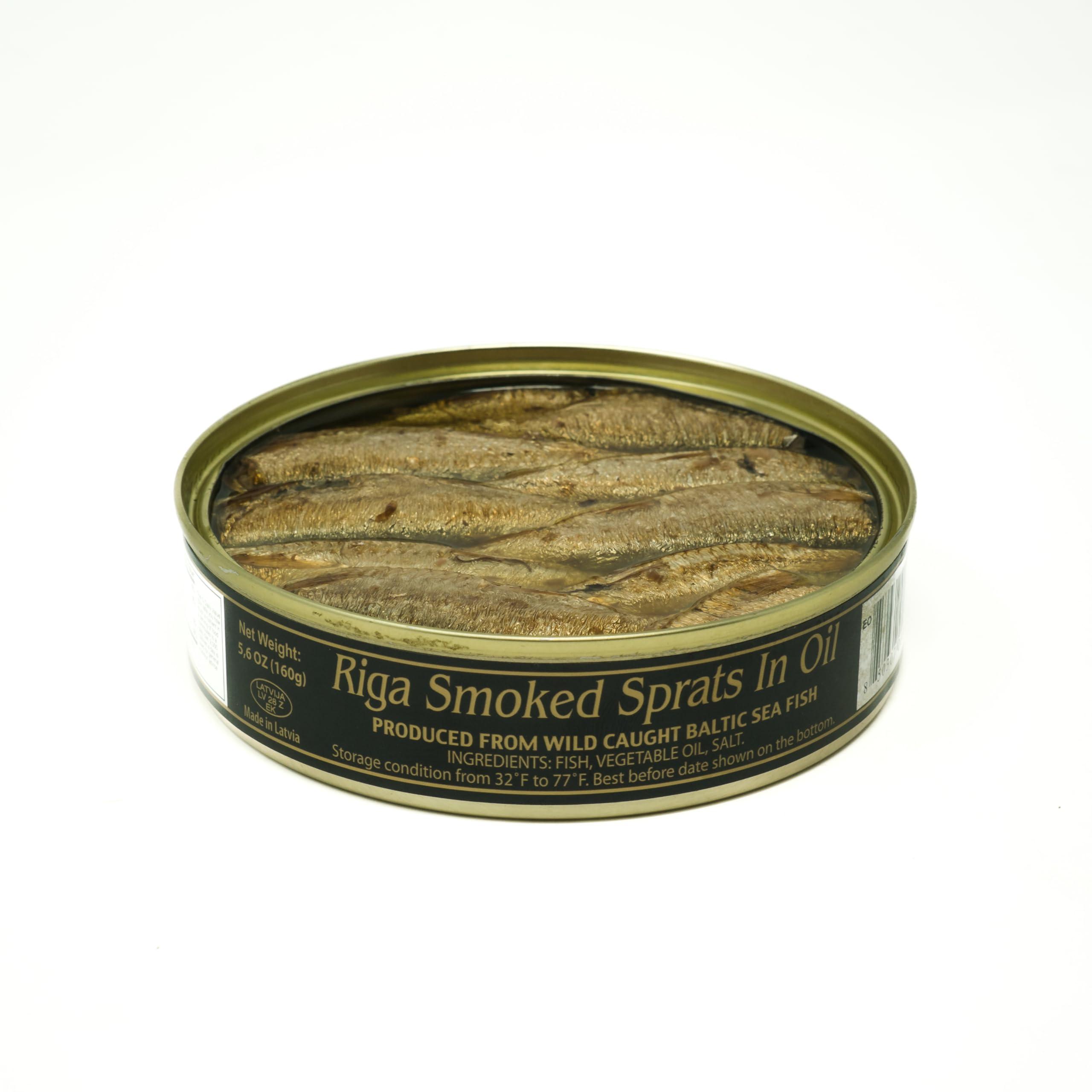 GOLD STAR Sprats Riga Smoked (12 Pack) Gold Star 5.6 oz Tins in Vegetable Oil Product of Latvia, Kosher