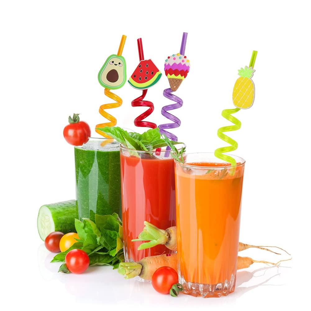 AHYS Crazy Straws 30 Pcs Colorful Plastic Silly Straws with Cartoon Decoration for Kids Birthday Party Supplies - 10 Styles