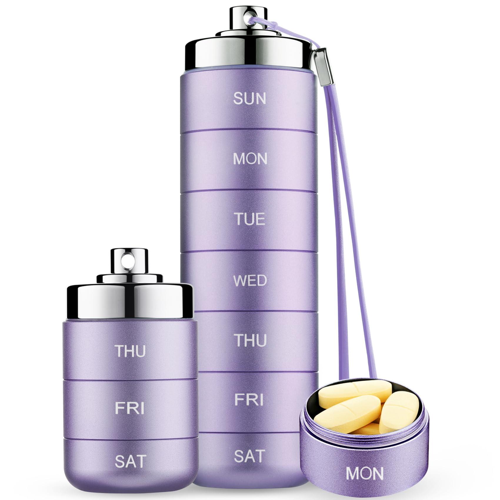 mossime Mossime Metal Travel Pill Organizer, Portable 7 Day Vitamin Organizer Stackable, Waterproof 1 Times A Day Pill Box, Large Pill Container, Daily Medicine Organizer for Vitamin, Fish Oil, Supplement