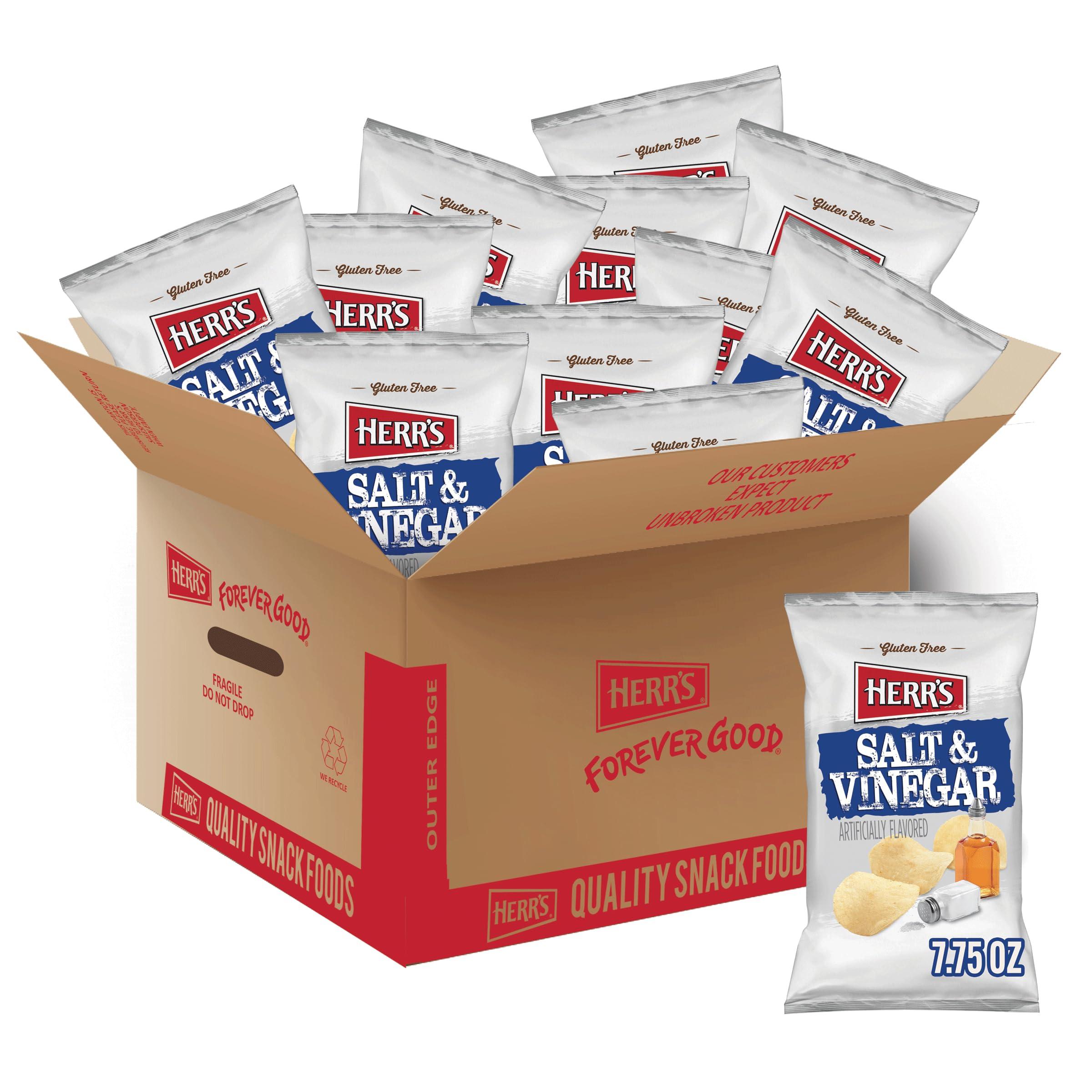 HERR'S Herr's Salt & Vinegar Potato Chips, 7.75 Ounce (Pack of 12 bags)