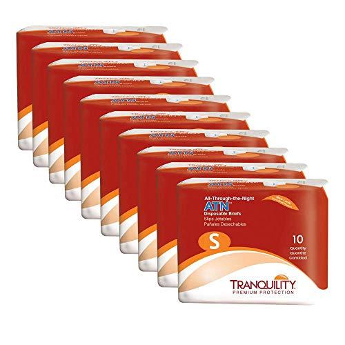 TRANQUILITY Tranquility ATN Adult Disposable Briefs, Refastenable Tabs with All-Through-The-Night Protection, S (24"-32") - 10ct (Case of 10)