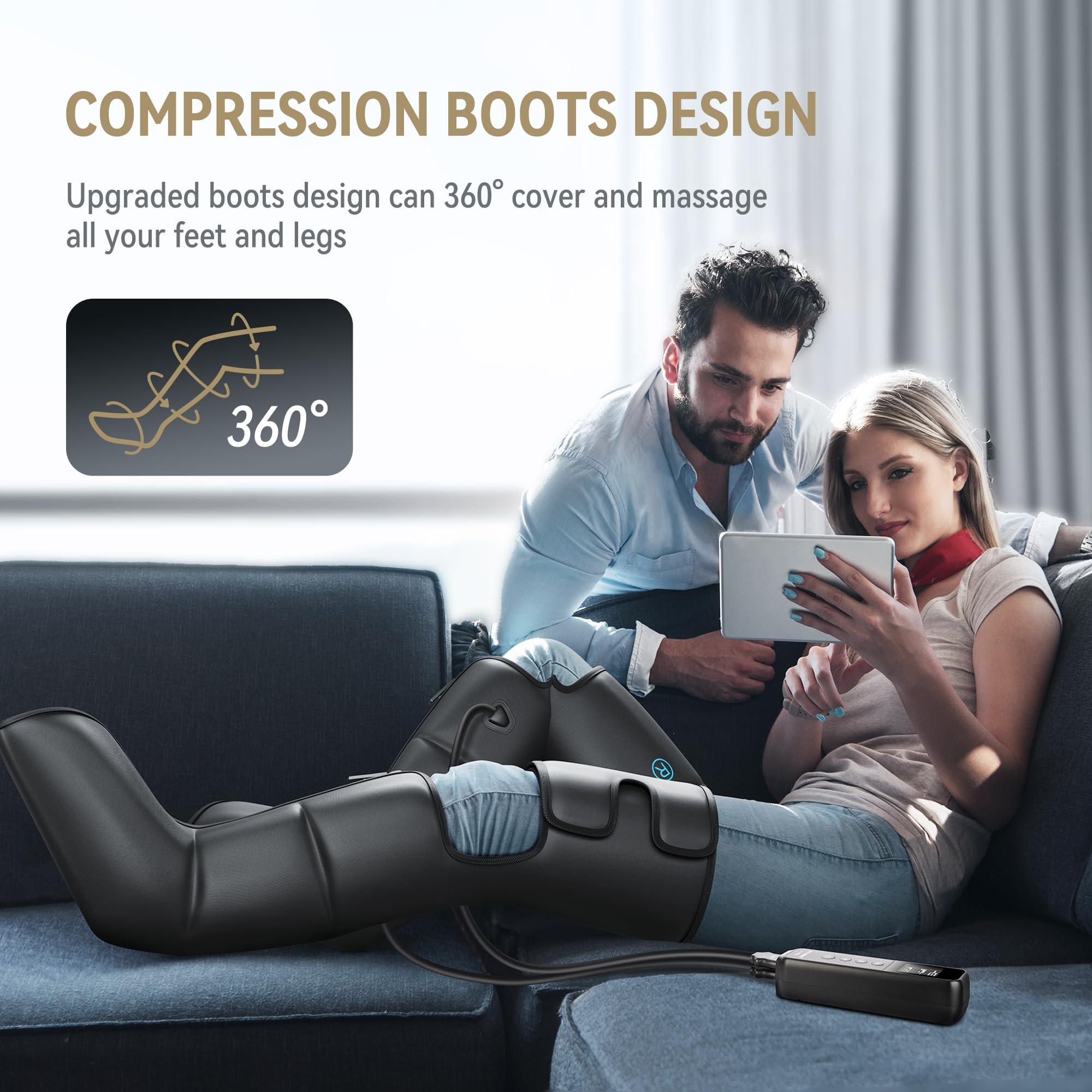 FIT KING FIT KING Leg Massager with Heat for Circulation Upgraded Full Leg and Foot Compression Boots Massager to Relieve Pain, Swelling, Edema, RLS- Built-in Pressure Sensor & LCD Display- FSA HSA Eligible