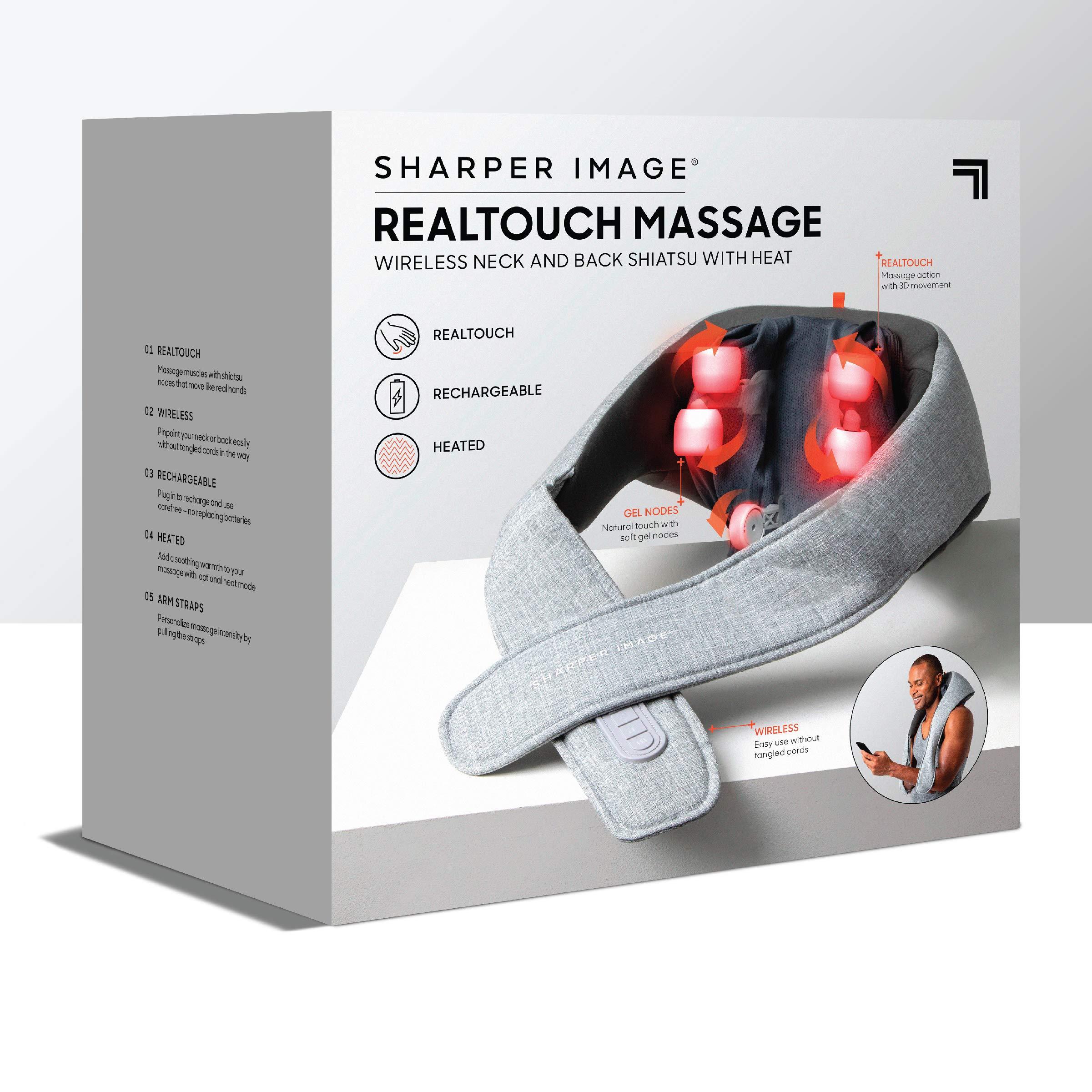 Sharper Image Sharper Image Realtouch Massager - Wireless Neck & Back Shiatsu Massage with Heat| Soothes Sore Muscles, Neck, Back, & Shoulders| Cordless & Rechargeable| Adjustable Intensity| Pain & Stress Relief