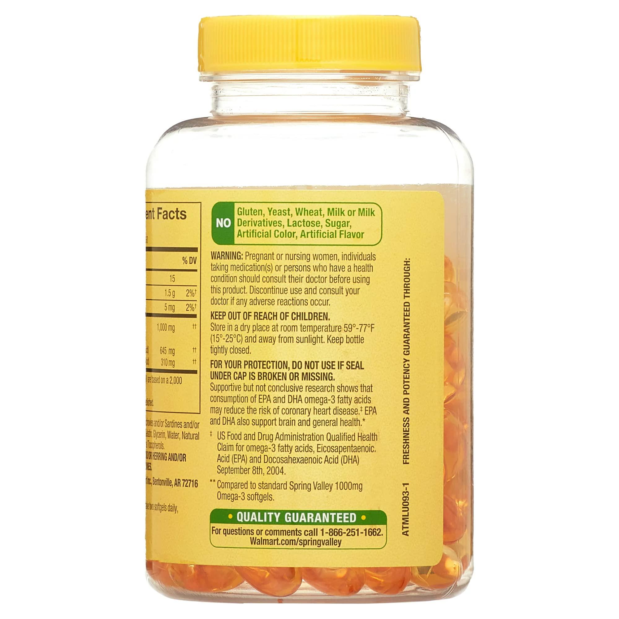 LUAL Spring Valley Omega-3 Mini from Fish Oil | Omega 3 Mini Softgels 1000mg Fish Oil | Omega 3 Mini Spring Valley |1000 mg, 120 Bundle with Count Lual\'s 45 Diabetes Decoded