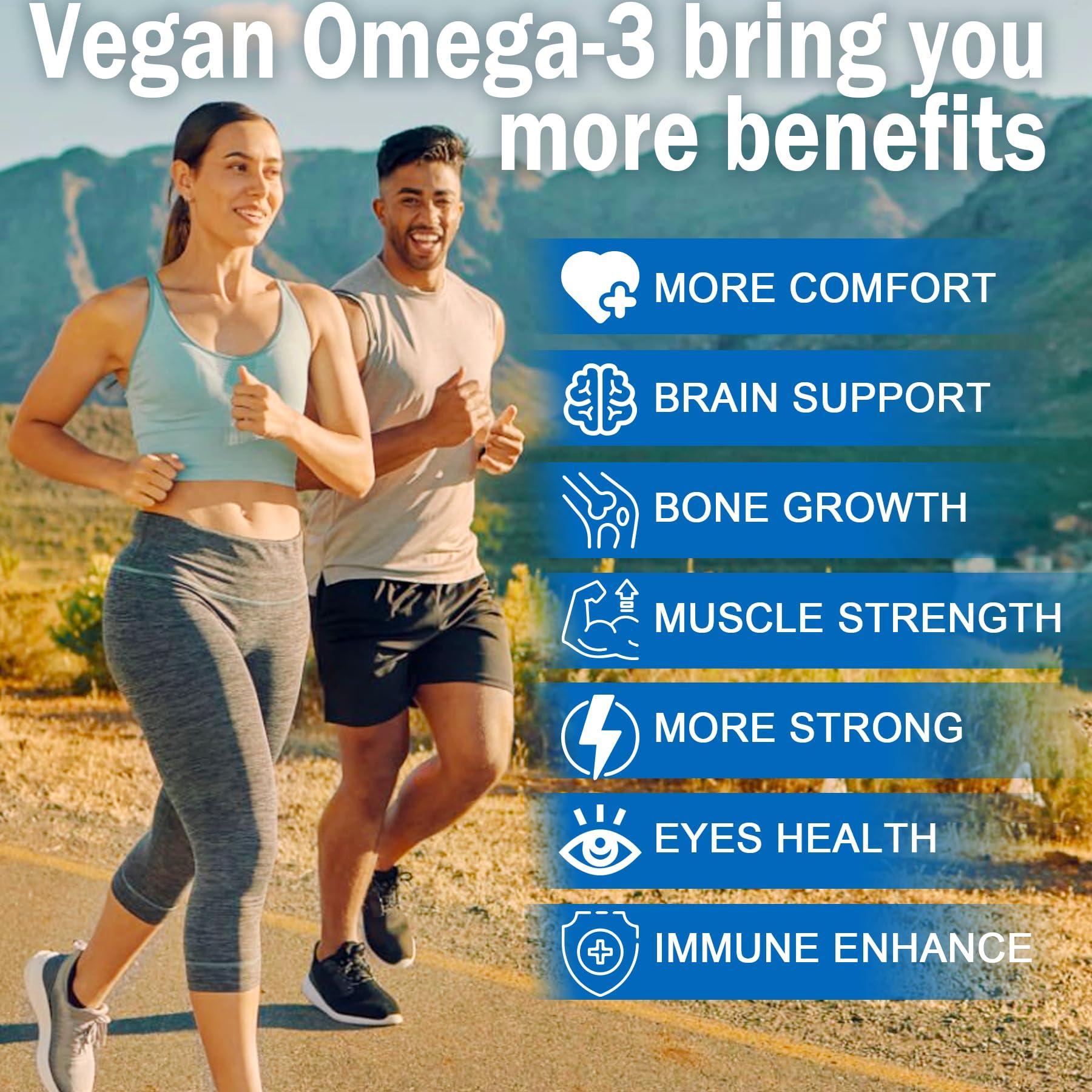 EnvyCure Vegan Omega 3 Gummies 1280mg + Vitamin D3 K2 (MK7), Omega 3 Fish Oil Alternative for Adults, w/Algae EPA 600mg & DHA 400mg, MCT Oil - No Fish Taste - for Brain, Eye, Immune Health, Sugar Free, 2 Pack