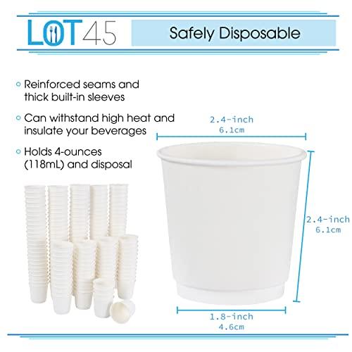 Lot45 Lot45 Paper Espresso Cups Disposable 4oz Coffee Cups - 500pk Double Wall Disposable Paper Cups for Water or Tea Sample