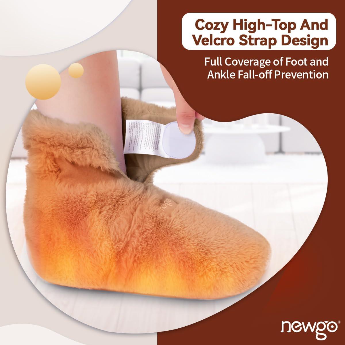 NEWGO NEWGO Microwaveable Booties Foot Warmers Aching Feet Relief, Heating Pad for Foot Heated Slippers for Cold Feet, Achilles Tendinitis, Plantar Fasciitis, Muscle Soreness, Ankle Pain Relief - Brown