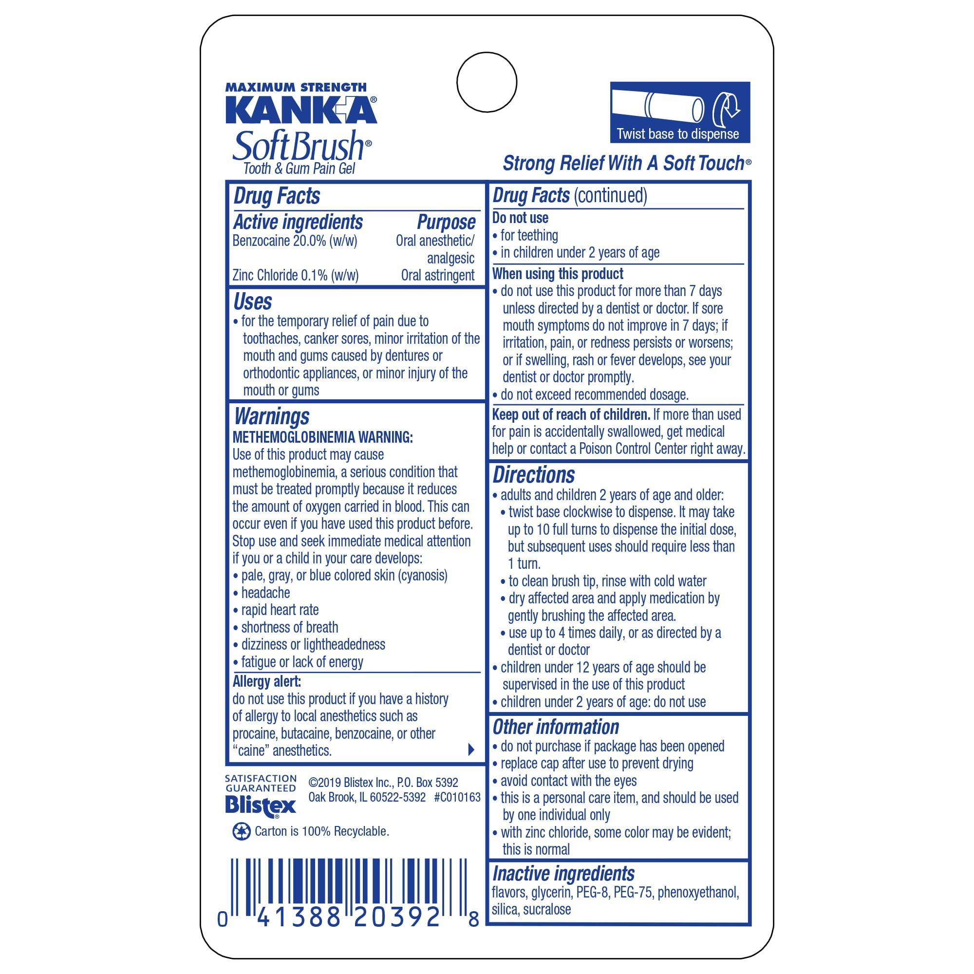 Kank-A Kank-A Soft Brush Tooth/Mouth Pain Gel, Professional Strength, 0.07 Ounce (Pack of 2)