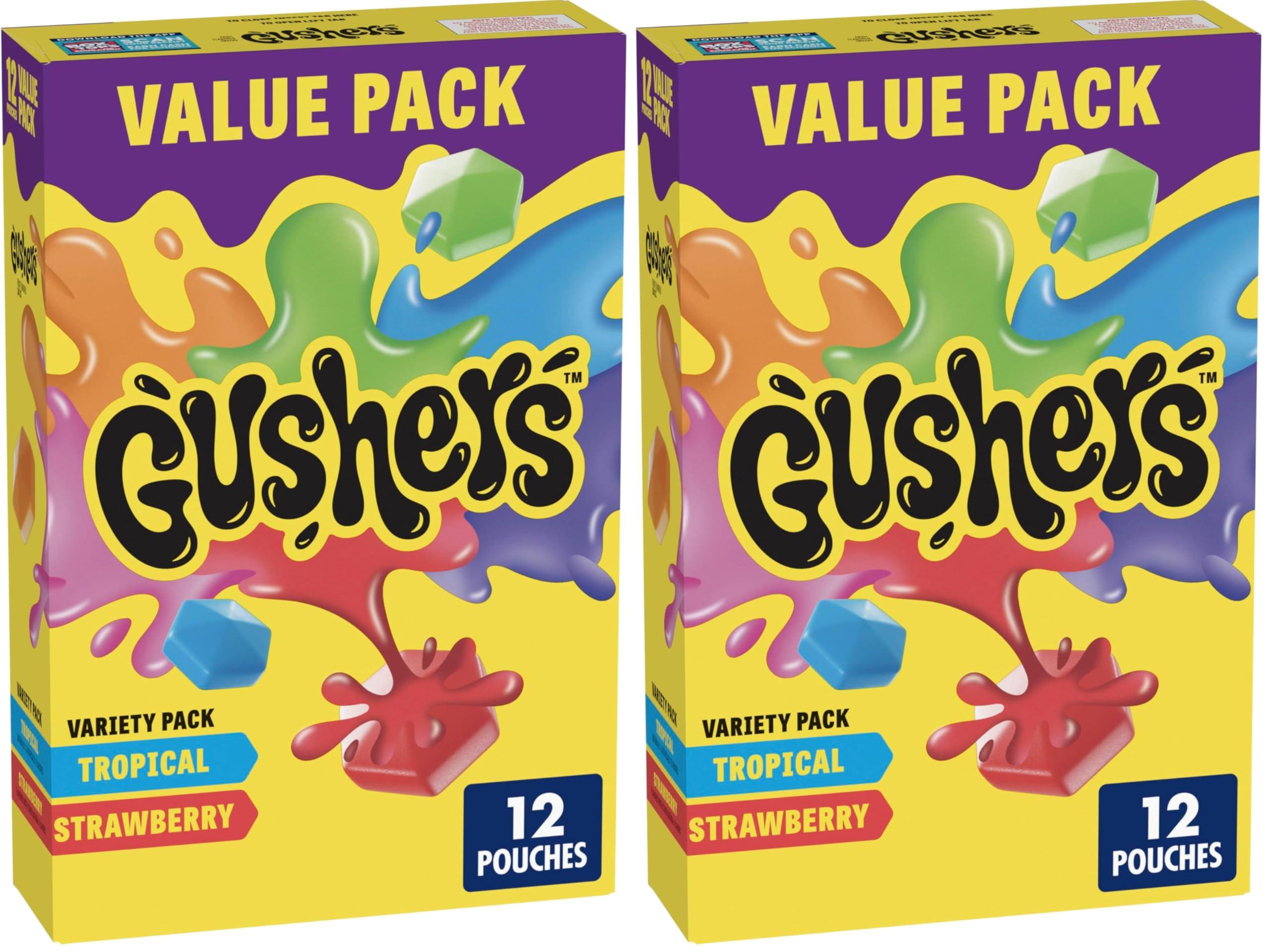 Gushers Gushers Fruit Flavored Snacks, Strawberry Splash and Tropical, 12 ct (Pack of 2)