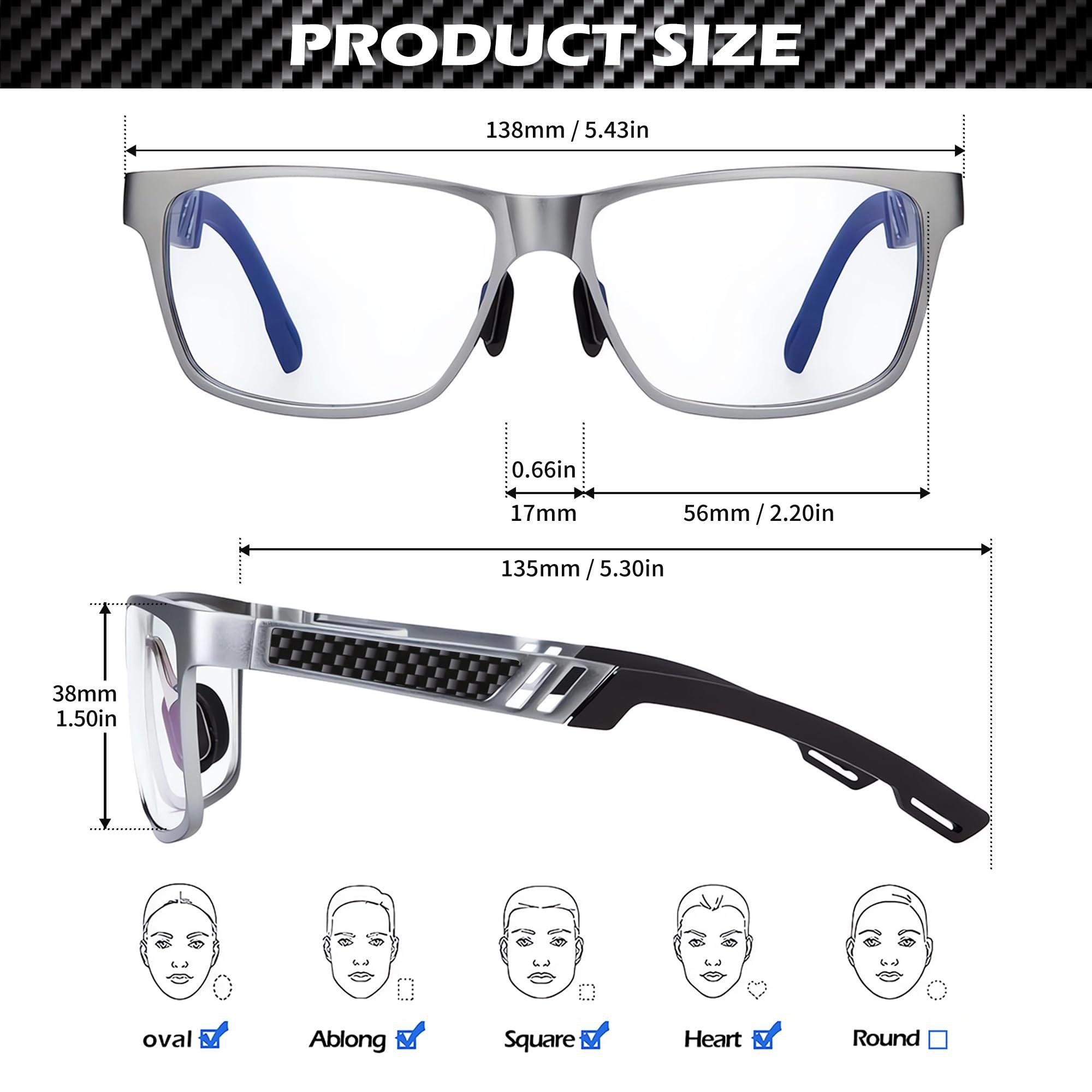 ANYLUV ANYLUV Blue Light Blocking Glasses Men Computer Gaming Glasses Lightweight Al-Mg Metal Anti Eyestrain UV400 Clear Lens Eye Protection