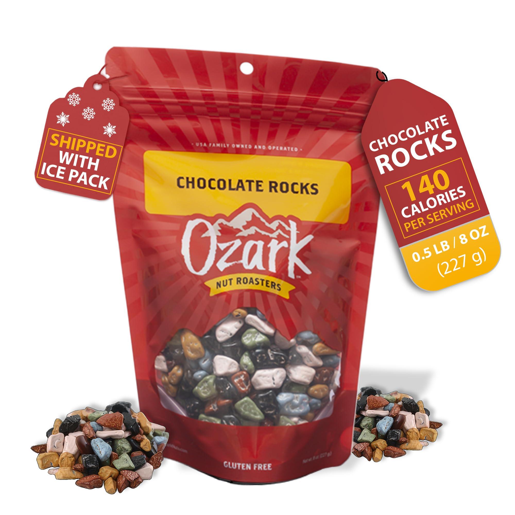 Ozark Nut Roasters OZARK NUT ROASTERS, Chocolate Rocks, Flavored Snack Nuts, World-Class Gourmet Candied Peanuts, Candy-Coated Chocolate Rocks Pack of 1, 0.5lb (8oz)