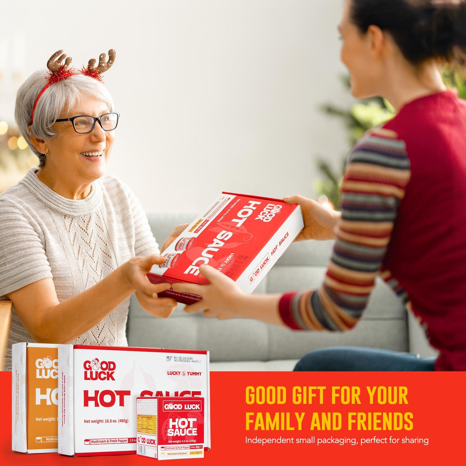 GOOD LUCK GOOD LUCK Mushroom Hot Sauce, Spicy Chili Oil and Chili Paste with High-Grade Mushroom Instant Mushroom Sauce, Chopped Chili Sauce,Fresh Pepper,Soybean,Garlic