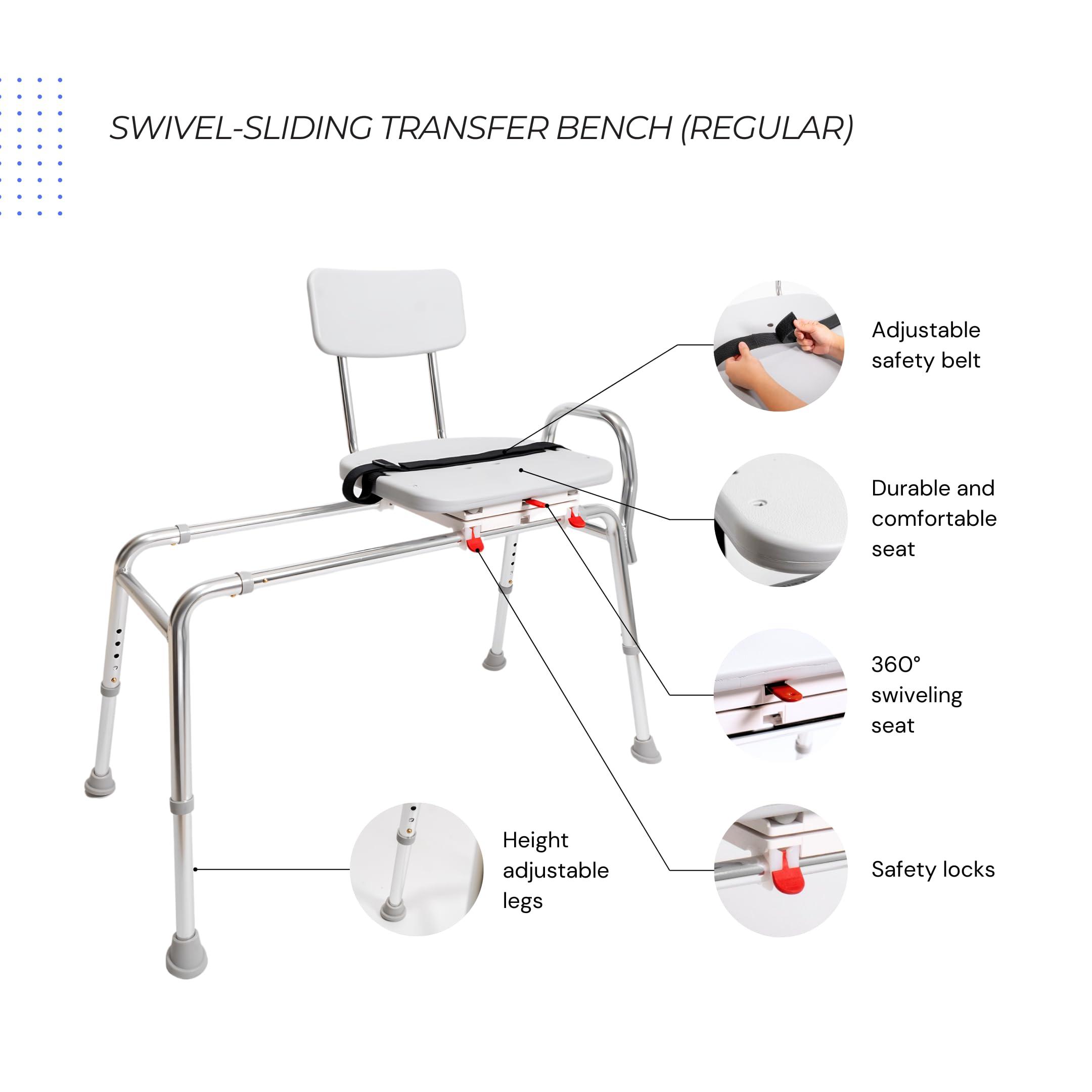 Eagle Health Supplies Eagle Health Supplies Swivel Sliding Shower Chair & Tub Transfer Bench, Weight Capacity 400 LBs, for Safety Shower, for Elderly & Disabled (77662)