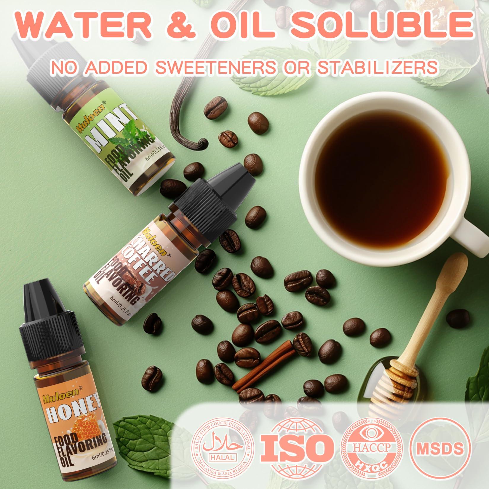 Muloen Food Flavoring Oil - Concentrated Candy Flavoring, 8 Lip Gloss Flavoring Oil, Cake Flavoring for Baking, Drinks, Cooking, Slime Making, Water & Oil Soluble - 0.25 Fl Oz