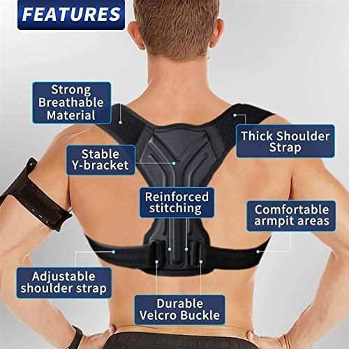 SADDPA DSMYYXGS Straighten Posture Corrector for Back Belt Prevent Slouching Relieve Pain Posture Straps Clavicle Support Brace for Women Men (Color : Black, Size : Large)