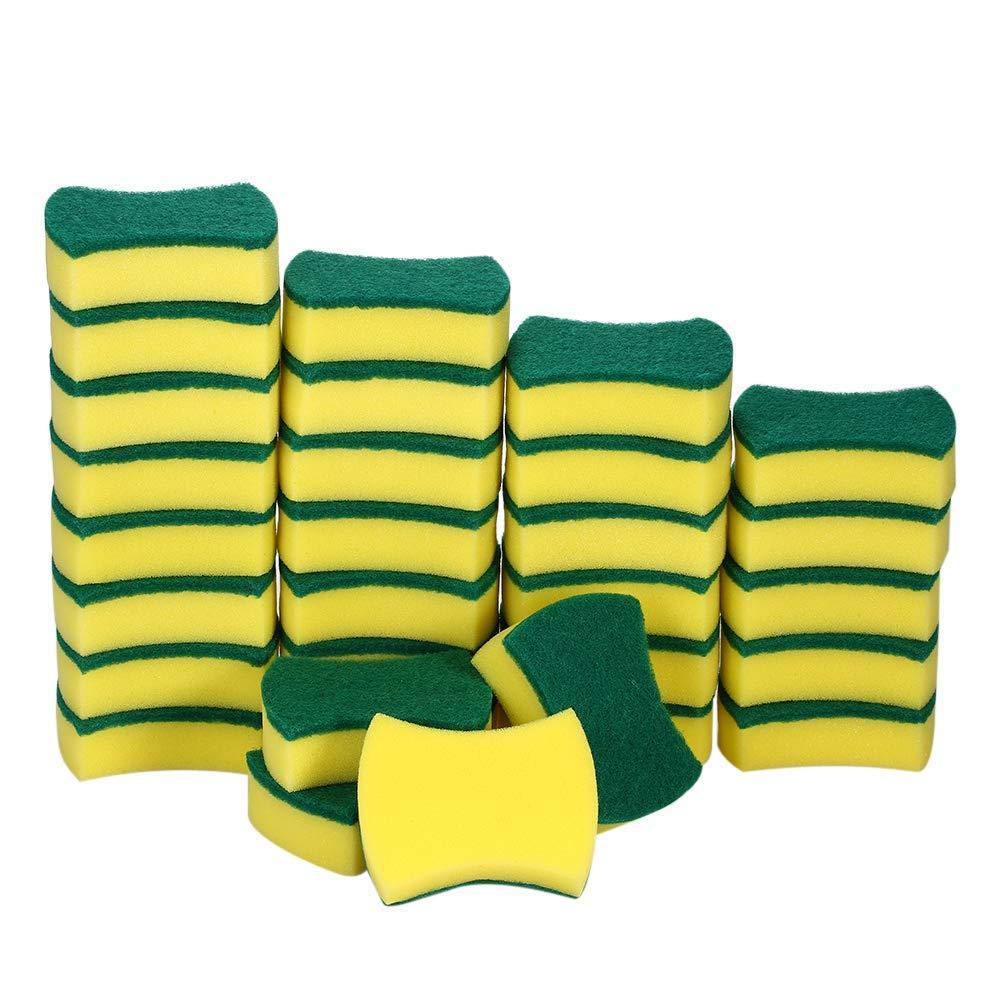 Fauge Fauge 30pcs Multi-purpose Double-faced Sponge Scouring Pads Dish Washing Scrub Sponge Stains Removing Cleaning Scrubber Brush for Kitchen Garage Bathroom