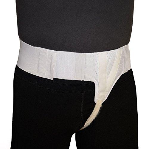 AT Surgical AT Surgical Left Side Inguinal or Groin Hernia Belt, Mens Truss White Adjustable Straps with Compression Pads, Large