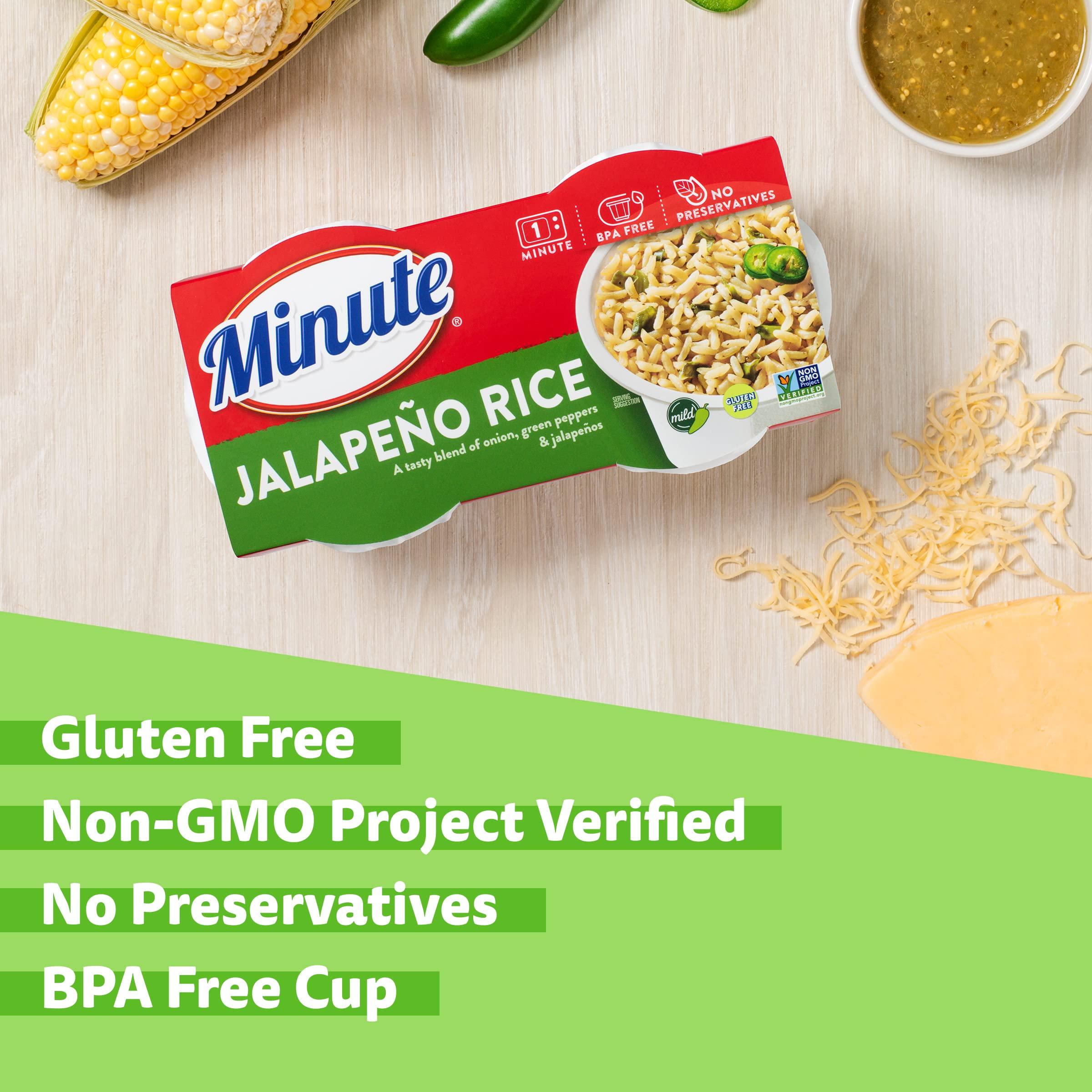 Minute Minute Ready-to Serve Jalapeo Rice, Microwavable Rice Cups, 4.4-Ounce Cups, 2 Count, (Pack of 8)