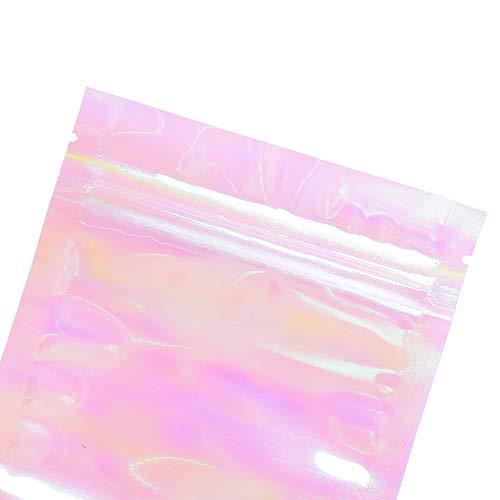 QQ Studio QQ Studio Clear Food Bags for Chocolate, Holographic Snack Bag, Double-Sided Plastic Baggies, Zipper Seal Pouch for Candy, DIY Cellophane Style Candy Kit Packaging Bag (4x6 Inch (Pack of 100 Bags))