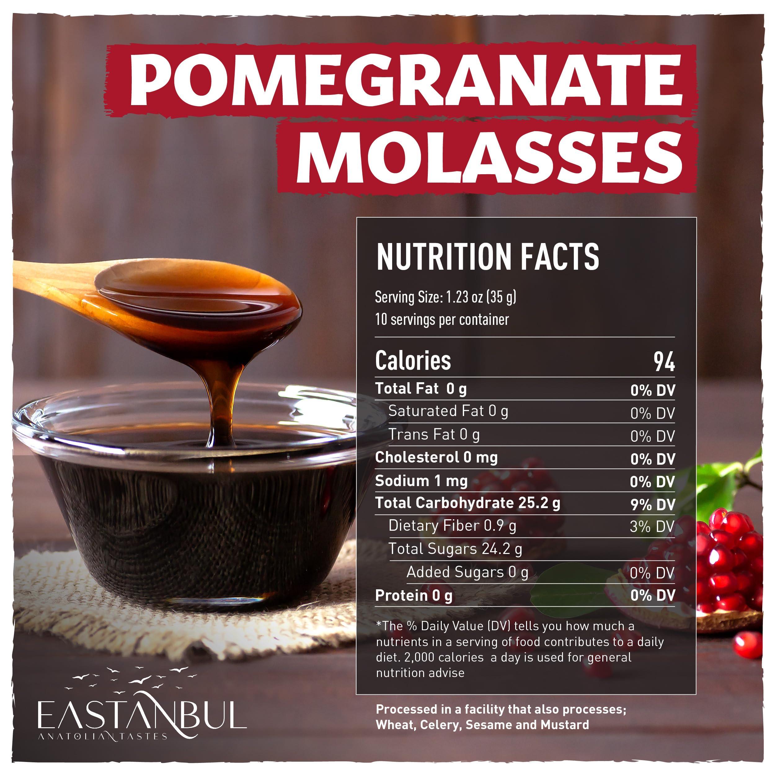 Eastanbul Eastanbul Pomegranate Molasses, 12.35oz, No Added Sugar, Mediterranean Pomegranate Syrup, Nar Eksisi Sweet and Sour Sauce, 100% Natural, Concentrate, Vegan Sauce, Paste, Salad Dressing, No Additives