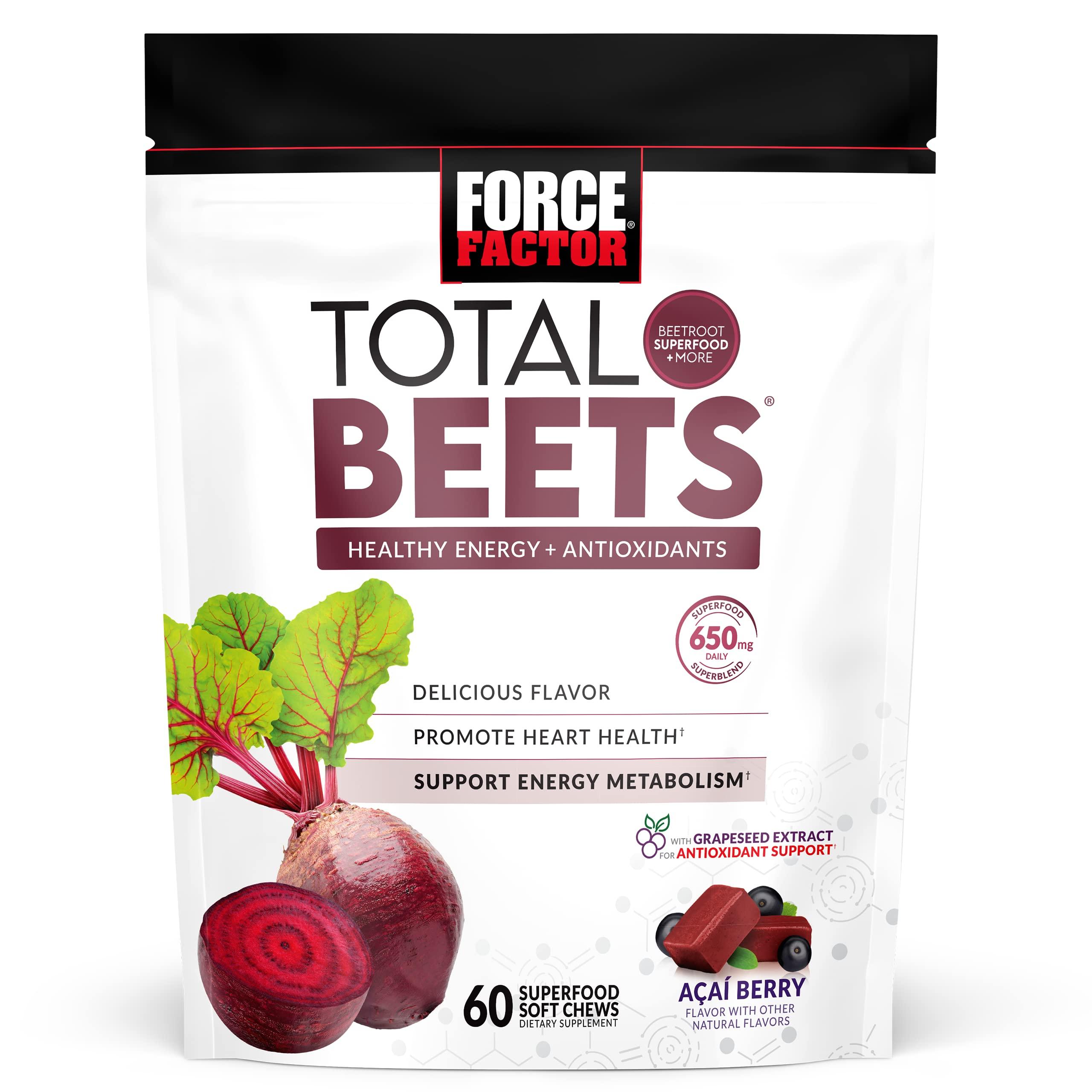 Force Factor Force Factor Blood Pressure & Total Beets Chews Nitric Oxide Cardiovascular Support Grapeseed Antioxidants 120 Count & 60 Chews