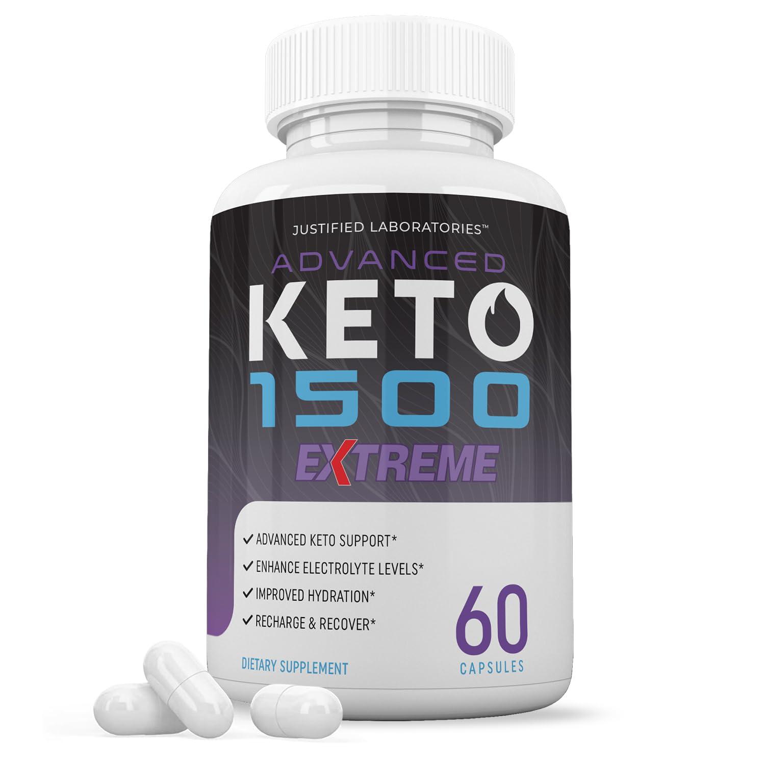 Justified Laboratories Advanced Keto 1500 Extreme Pills 1675MG New & Improved Formula Contains Apple Cider Vinegar Extra Virgin Olive Oil Powder Green Tea Leaf 60 Capsules
