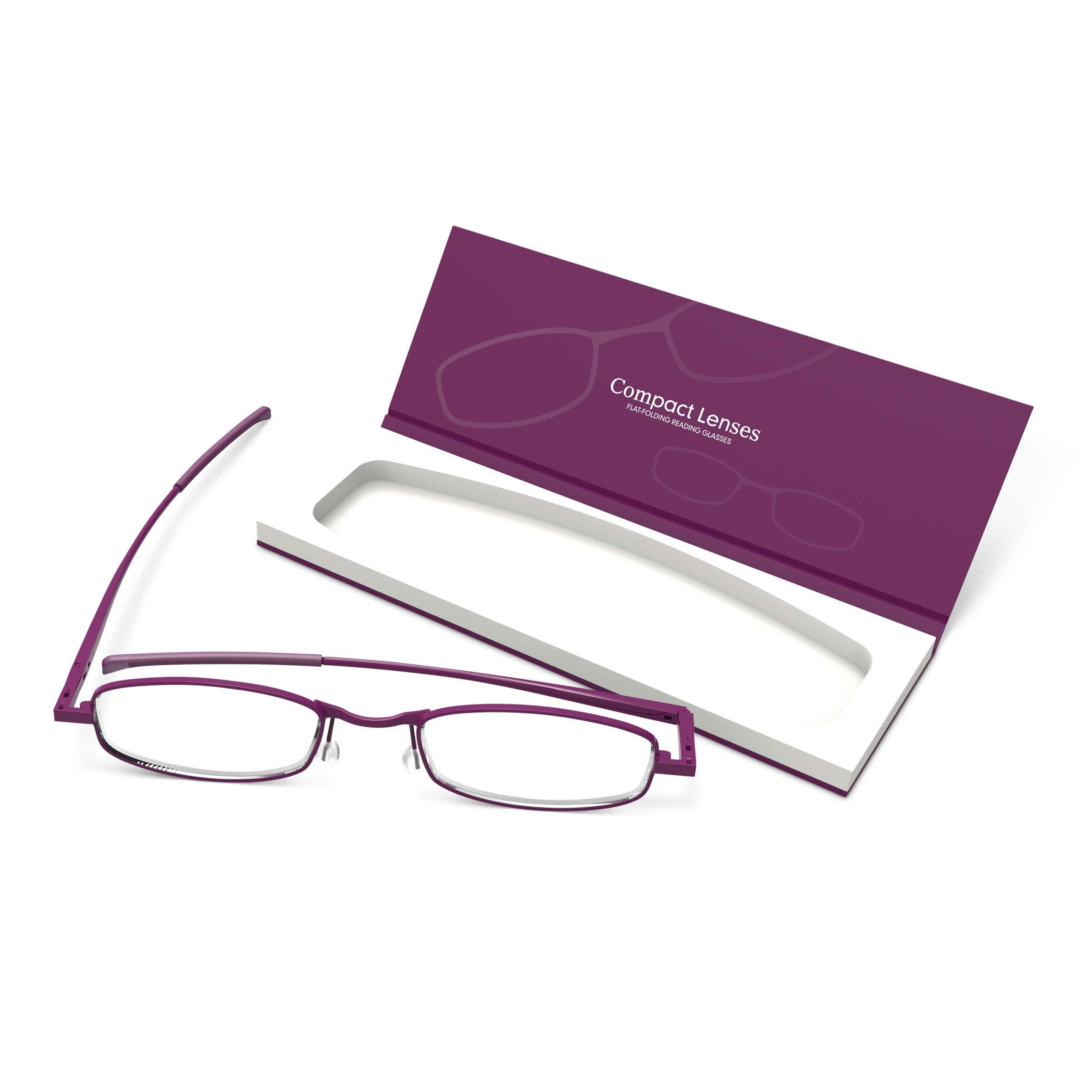 IF IF Compact Lenses Readers Slim Flat-Folding Unisex Reading Glasses - Orchid, +3.0\"