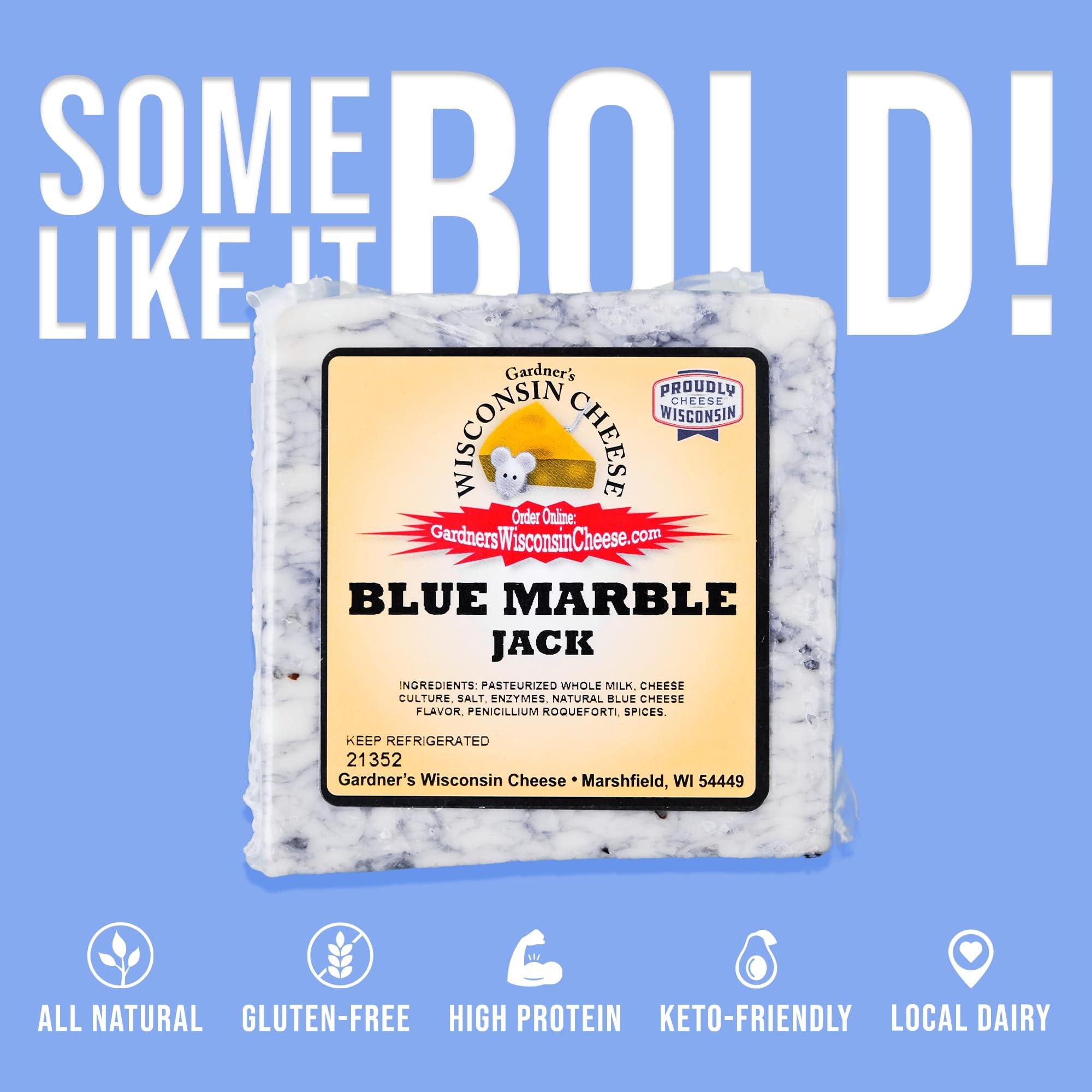 Gardner\'s Wisconsin Cheese Gardner\'s Wisconsin Cheese, Artisan Cheese 4 Packs (Blue Marble Jack) (6 Ounces Per Block) - Artisan Cheese Made in Wisconsin, Perfect for Grilling, Barbecues, and Holidays!