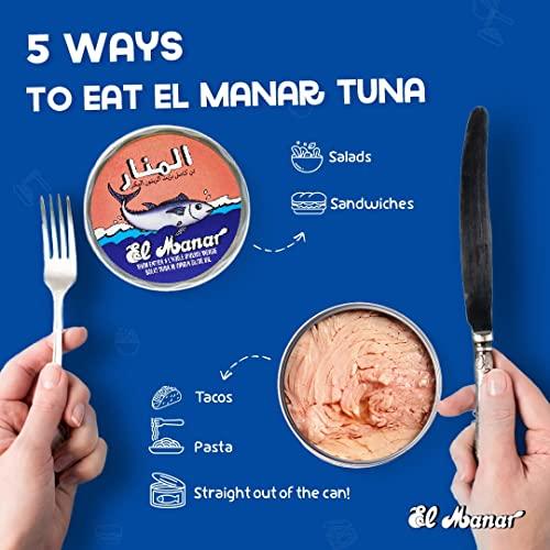El Manar Solid Tuna in Virgin Olive Oil - Canned Tuna Fish in Cold Pressed Tunisian Olive Oil from El Manar - 10-Pack of 160g Cans