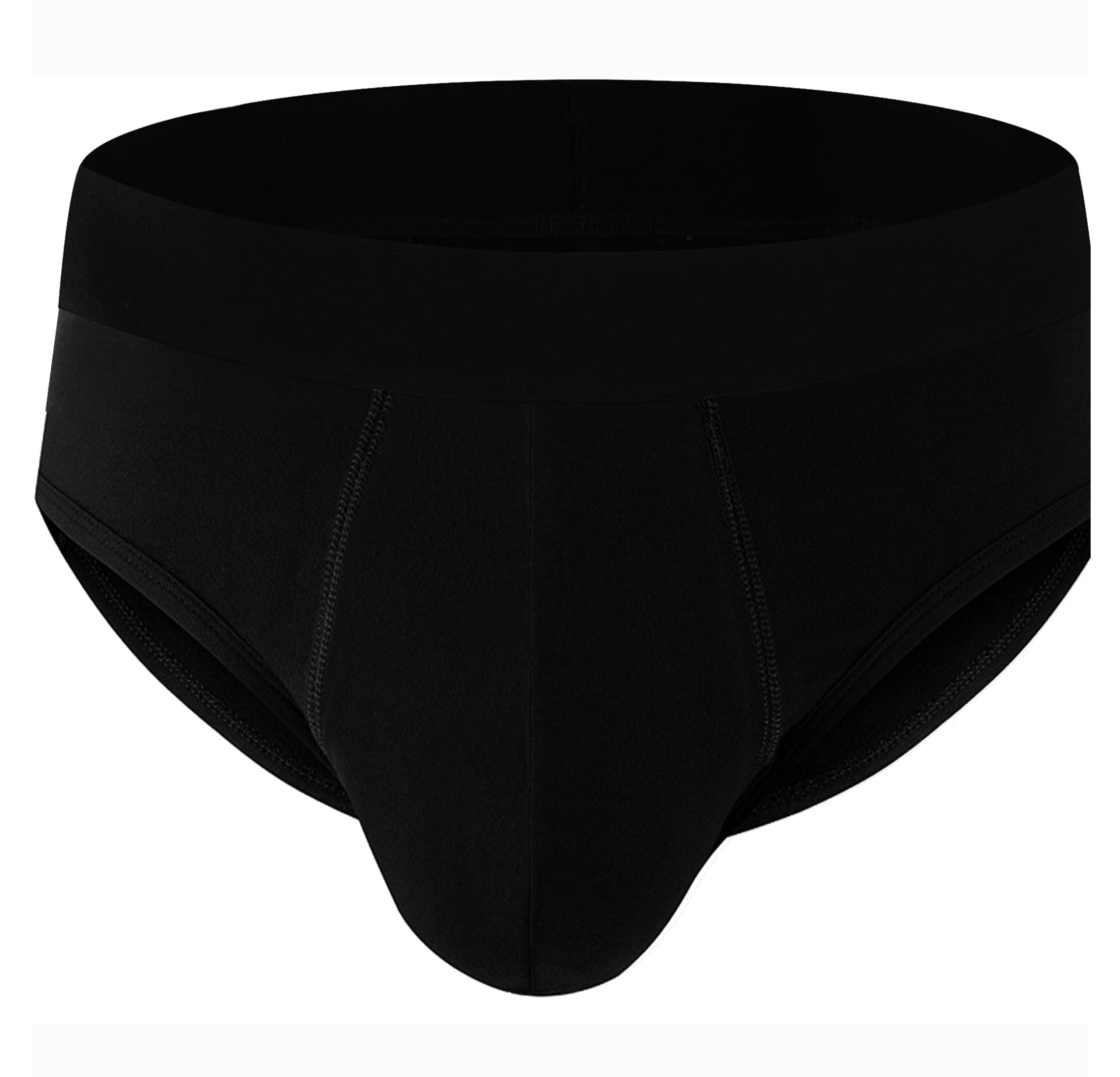 AIRCUTE AIRCUTE Washable Urine Incontinence Underwear for Men, Reusable Cotton Absorbency Leakproof Protective Briefs 90ML (Black, 3X-Large)