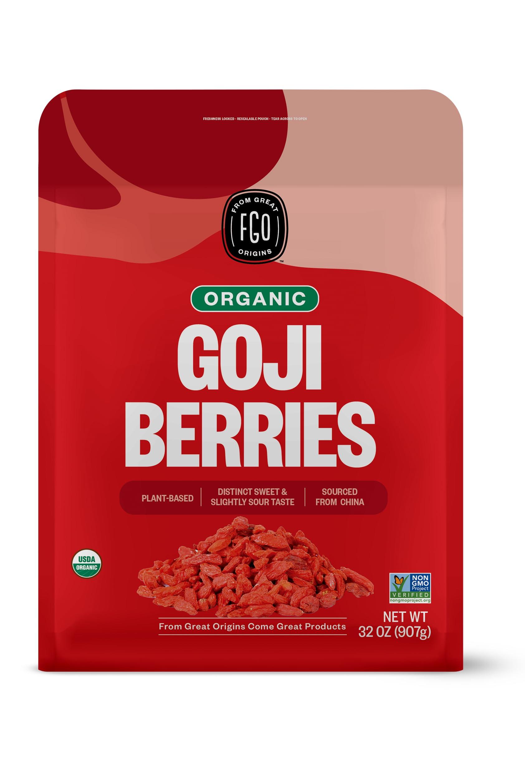 FGO FGO Organic Goji Berries, Large & Chewy, from Ningxia, 32oz (Pack of 1)