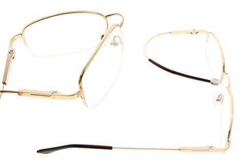 Eyekepper Eyekepper Bendable Titanium Memory Reading Glasses Men Women Half-Rim Readers (Gold,+2.00)