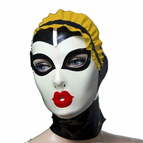 LEIMI Latex Hood Women Gummi Rubber Full Cover Mask Anti-clip Hair Maid Hood Masquerade Party Latex Mask (XXL, Red)