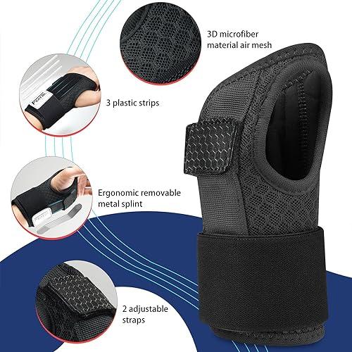 FEATOL FEATOL 2 Pack Carpal Tunnel Wrist Brace For Work With Wrist Splint, Adjustable Wrist Guard Daytime Support For Women Men, Pain Relief For Pregnancy, Typing, Arthritis, Tendonitis, Right Hand Left Hand, Large
