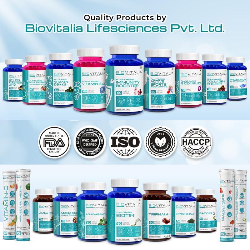 BIOVITALIA ORGANICS Biovitalia Nitric Oxide Booster Capsule L-Arginine Capsule Beetroot Supplement for Men & Women | Promote Blood Flow & Pre Workout Muscle Pump for Bodybuilding - 60 Vegan Capsules